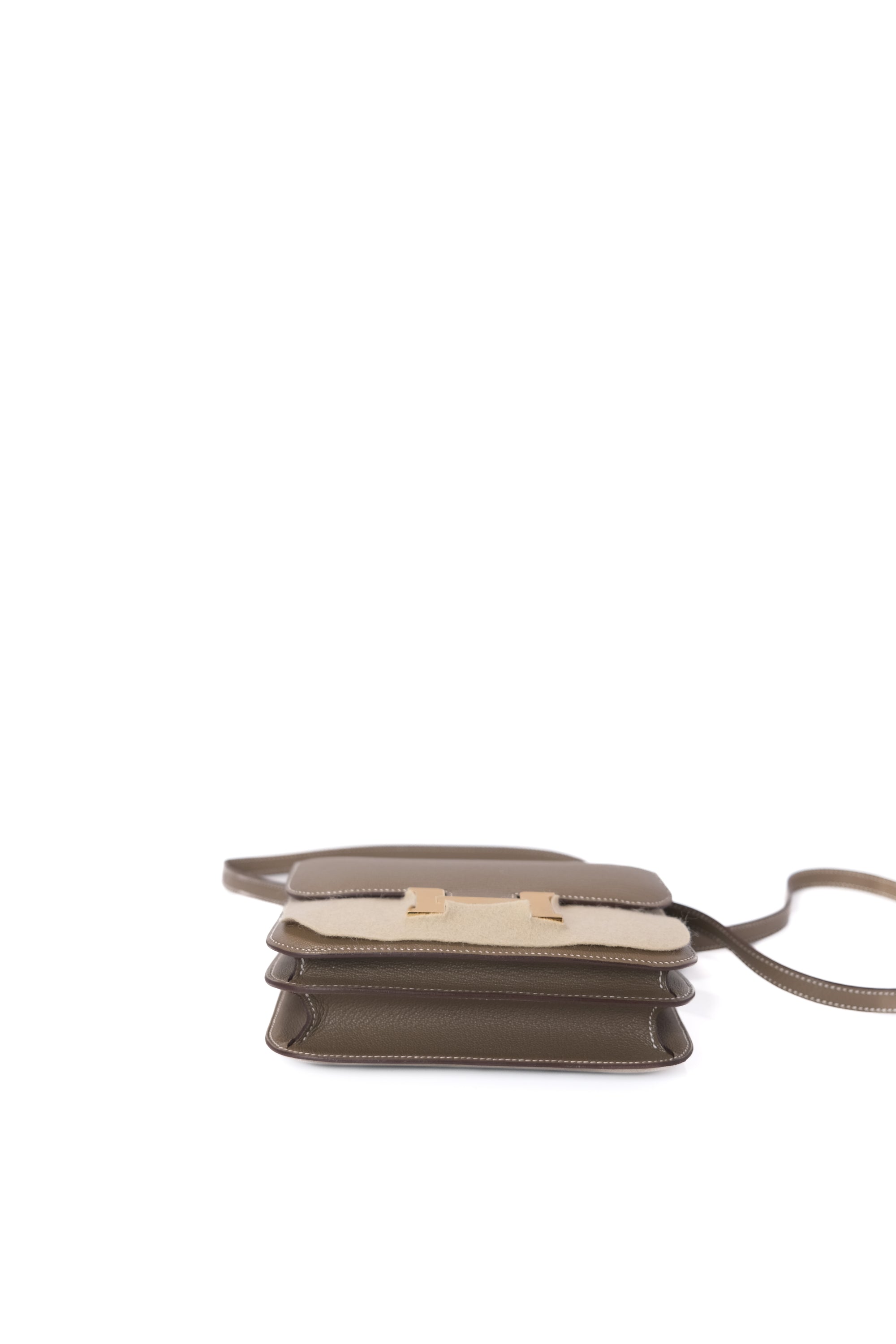 Constance 18 Mirror Etoupe Gold Hardware Chevre