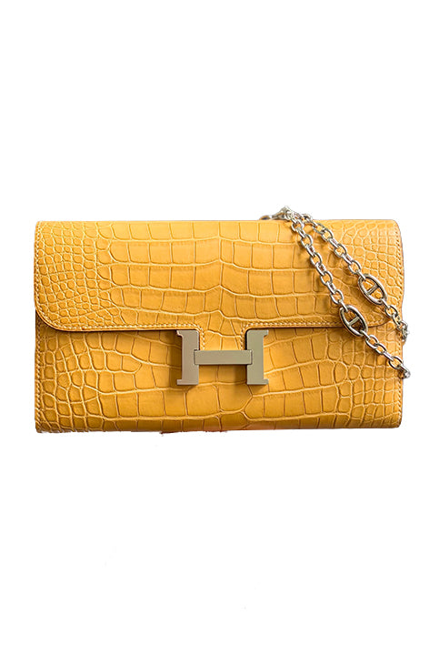 Constance Wallet Matte Alligator Light Brown PHW