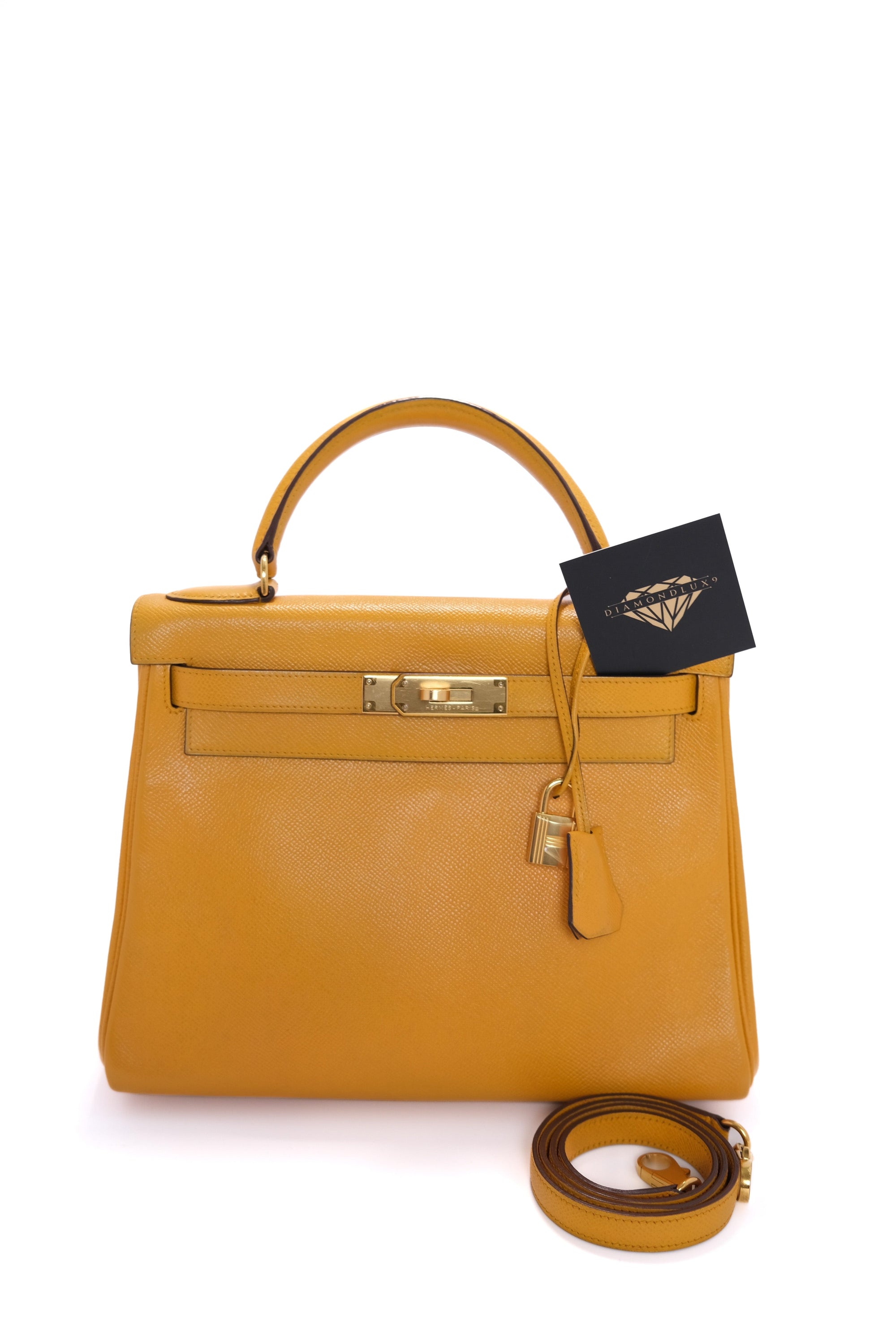 Kelly 28 Jaune Ambre Gold Hardware Epsom