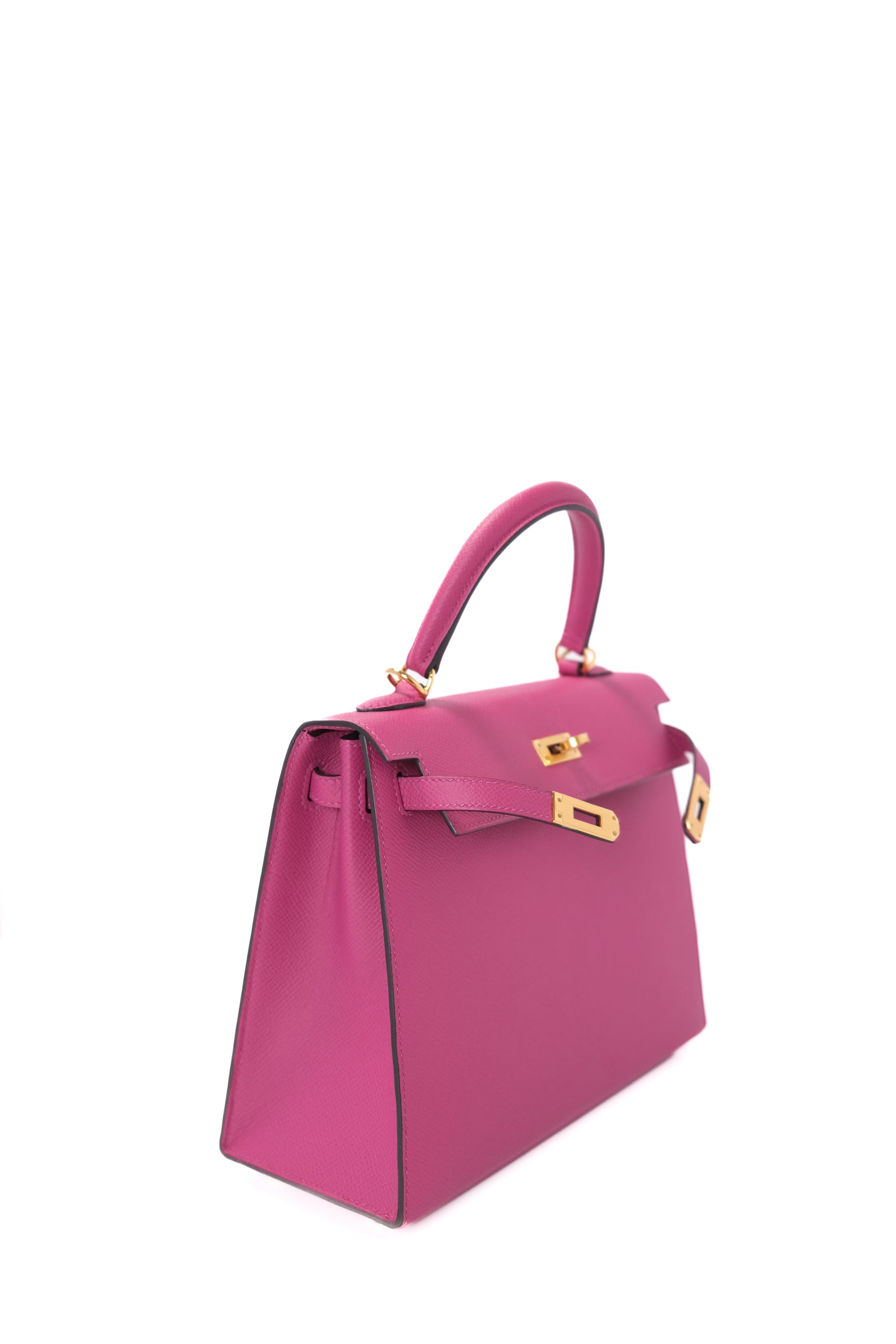 Kelly 25 Rose Pourpre Gold Hardware Epsom