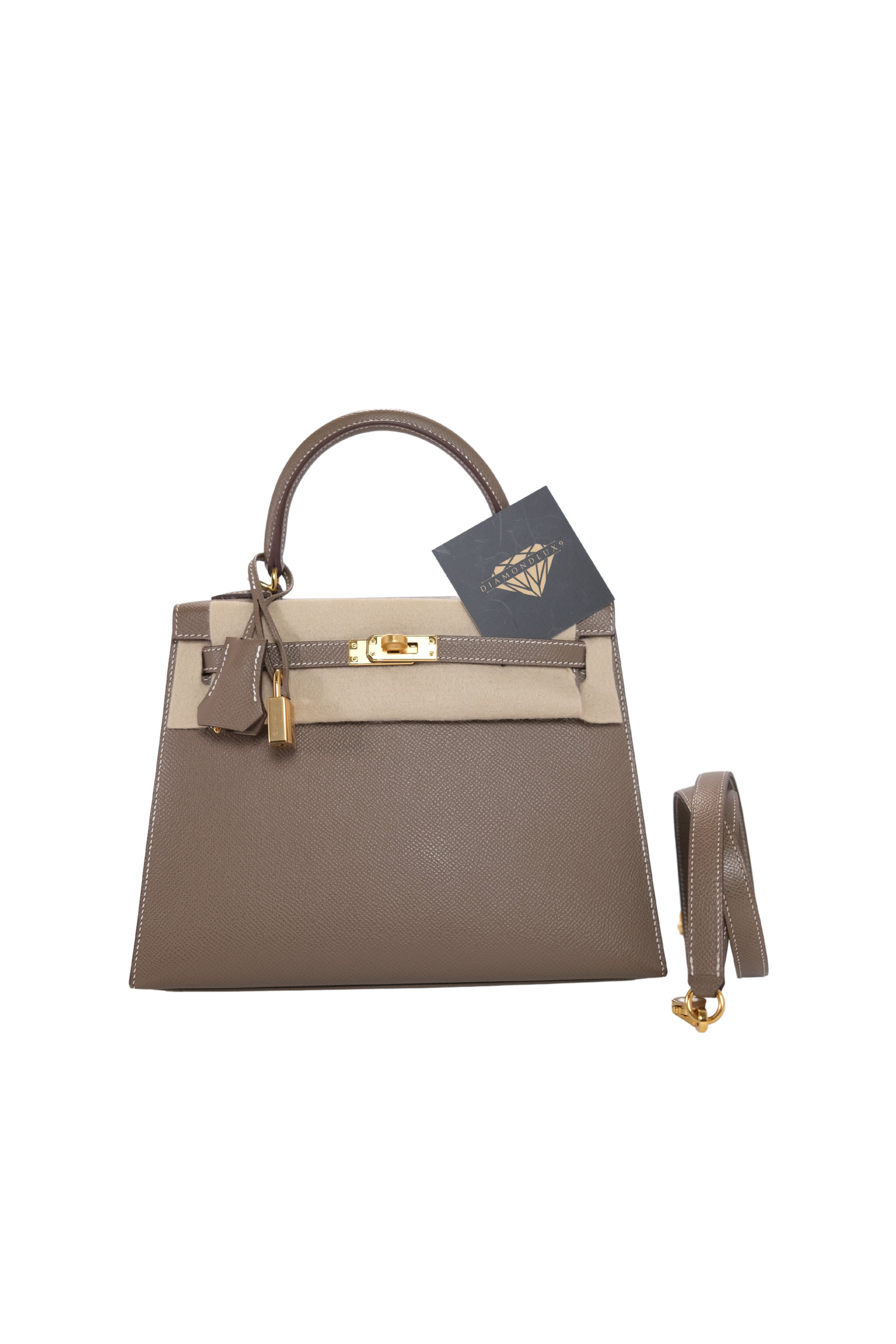 Kelly 25 Etoupe Gold Hardware Etoupe