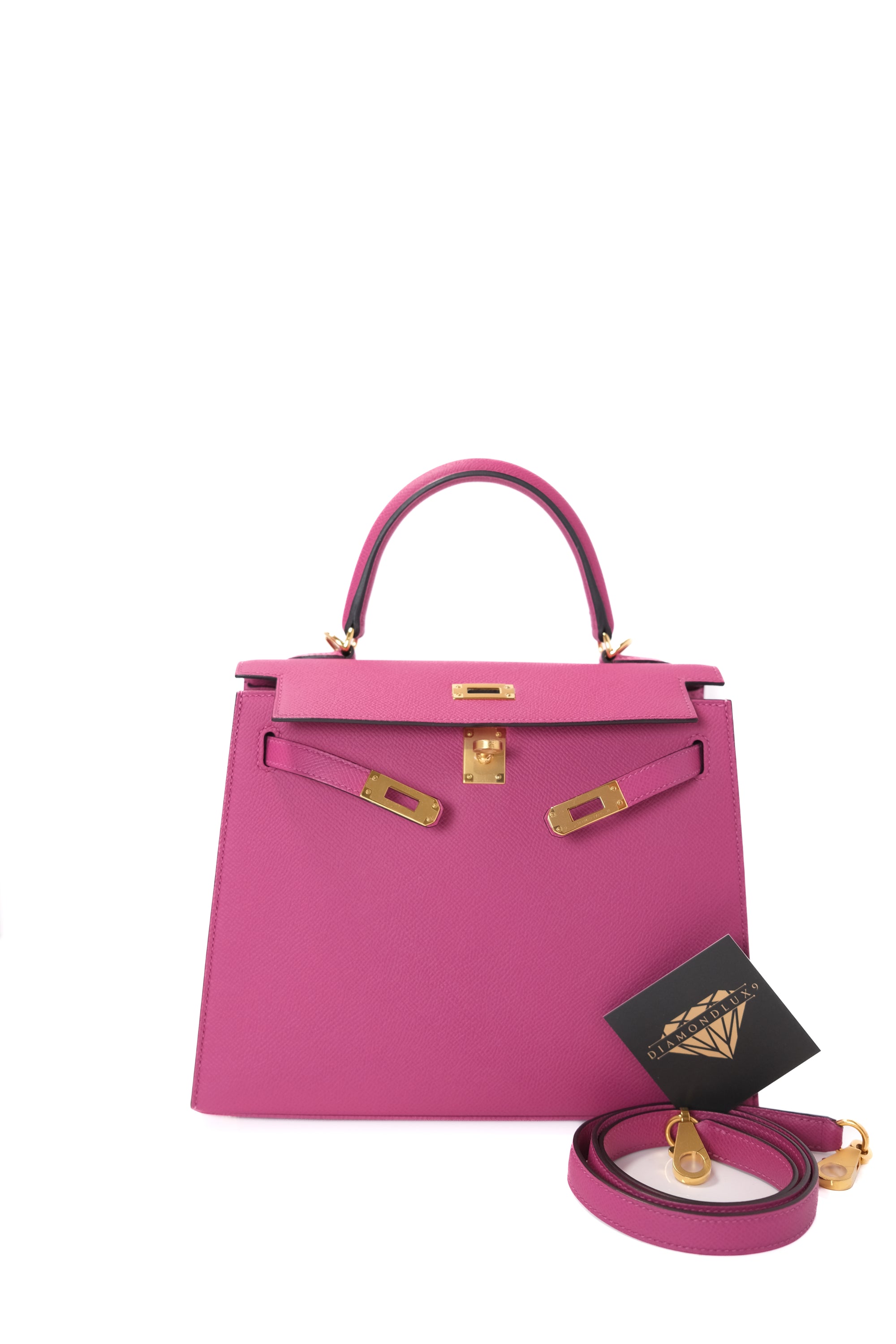 Kelly 25 Rose Pourpre Gold Hardware Epsom