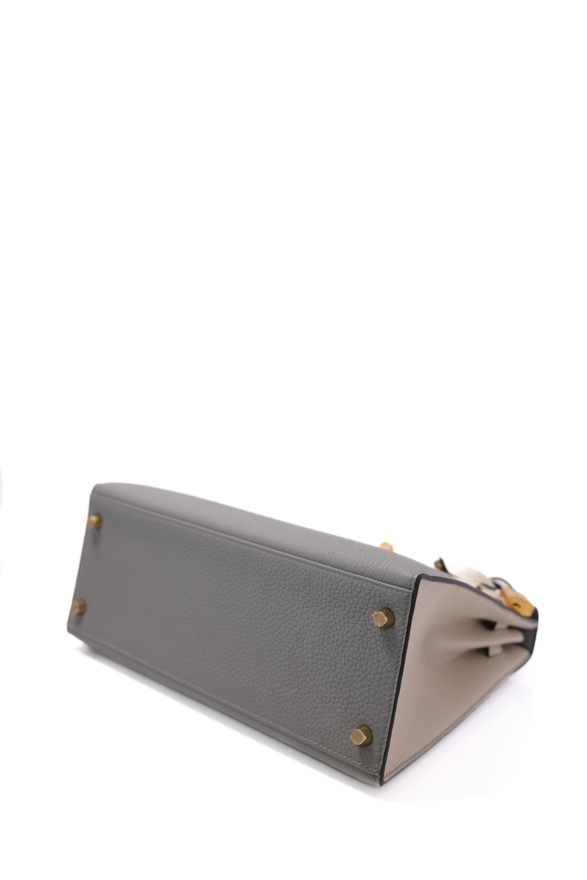 Kelly 28 HSS Nata/Gris Brushed Rose Gold Hardware Togo
