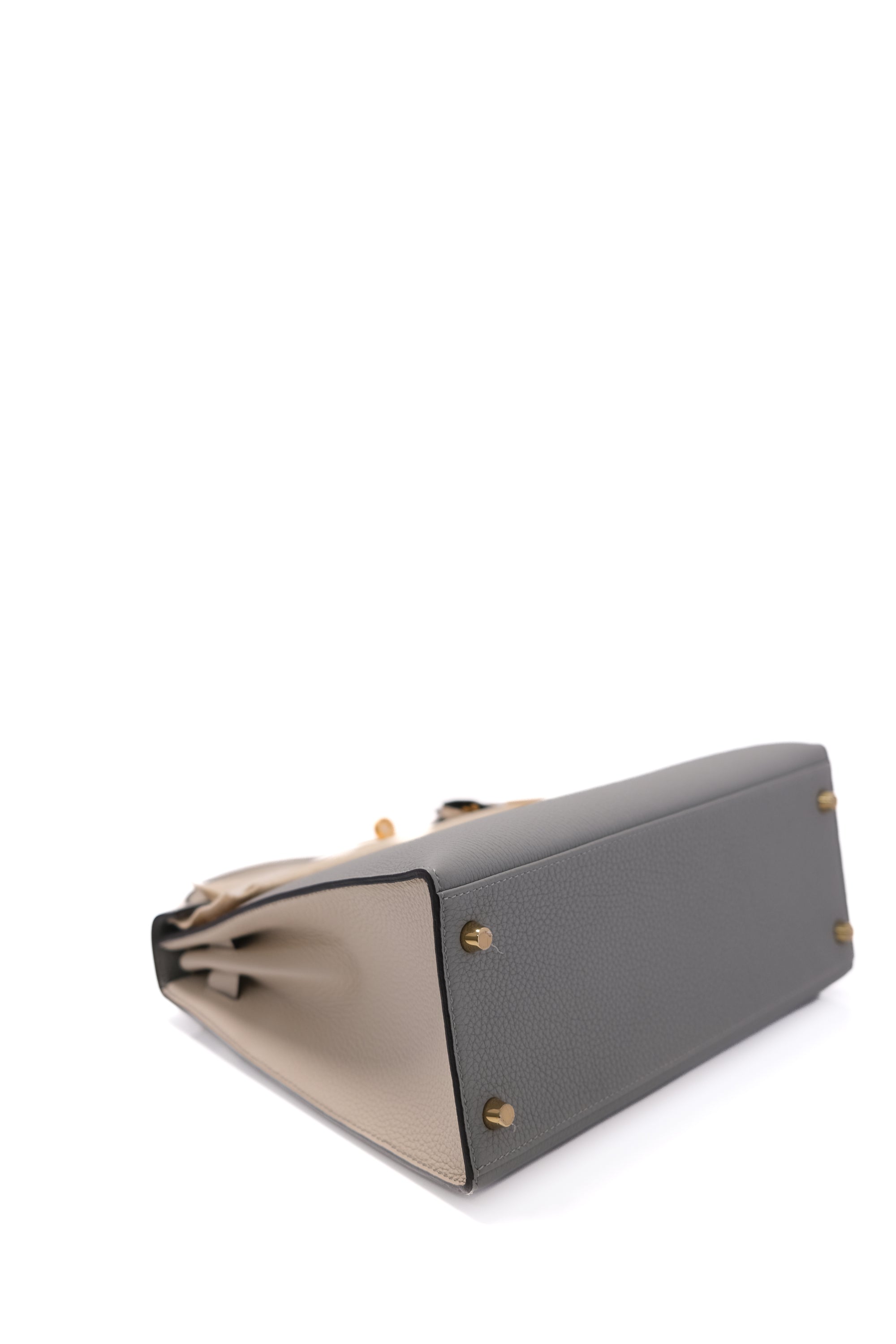Kelly 28 HSS Nata/Gris Brushed Rose Gold Hardware Togo