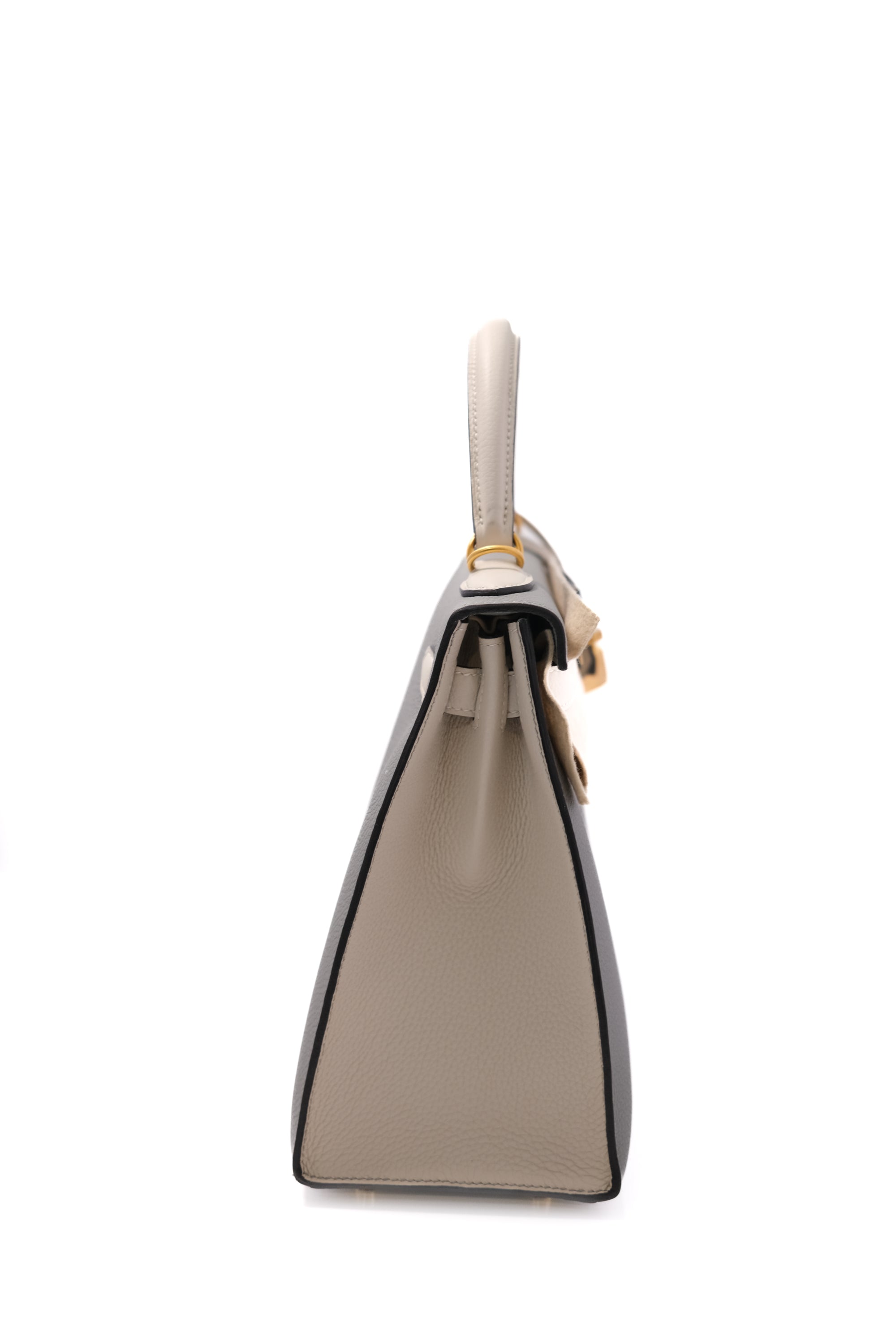 Kelly 28 HSS Nata/Gris Brushed Rose Gold Hardware Togo