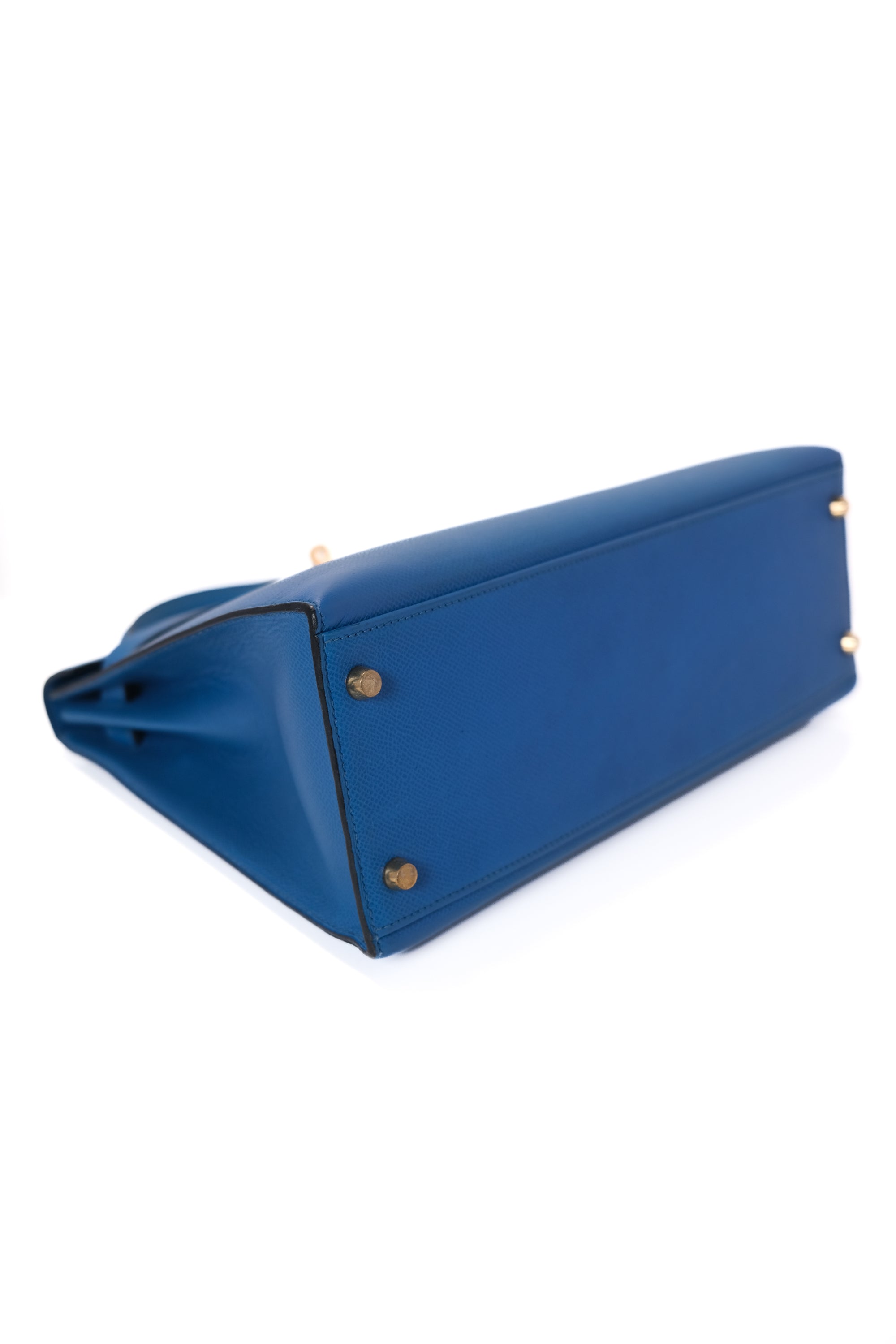 Kelly 32 Bleu France Gold Hardware Epsom