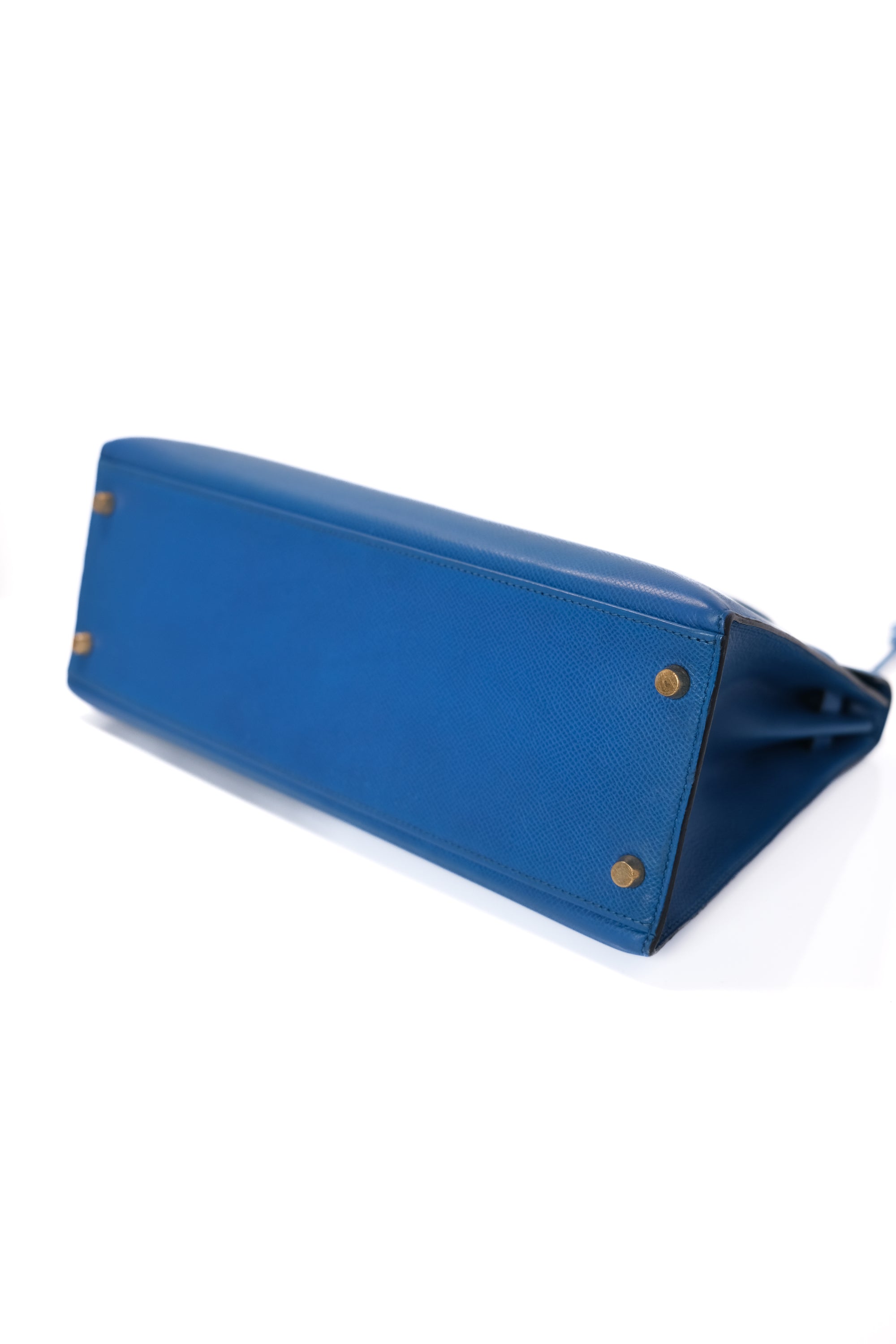 Kelly 32 Bleu France Gold Hardware Epsom