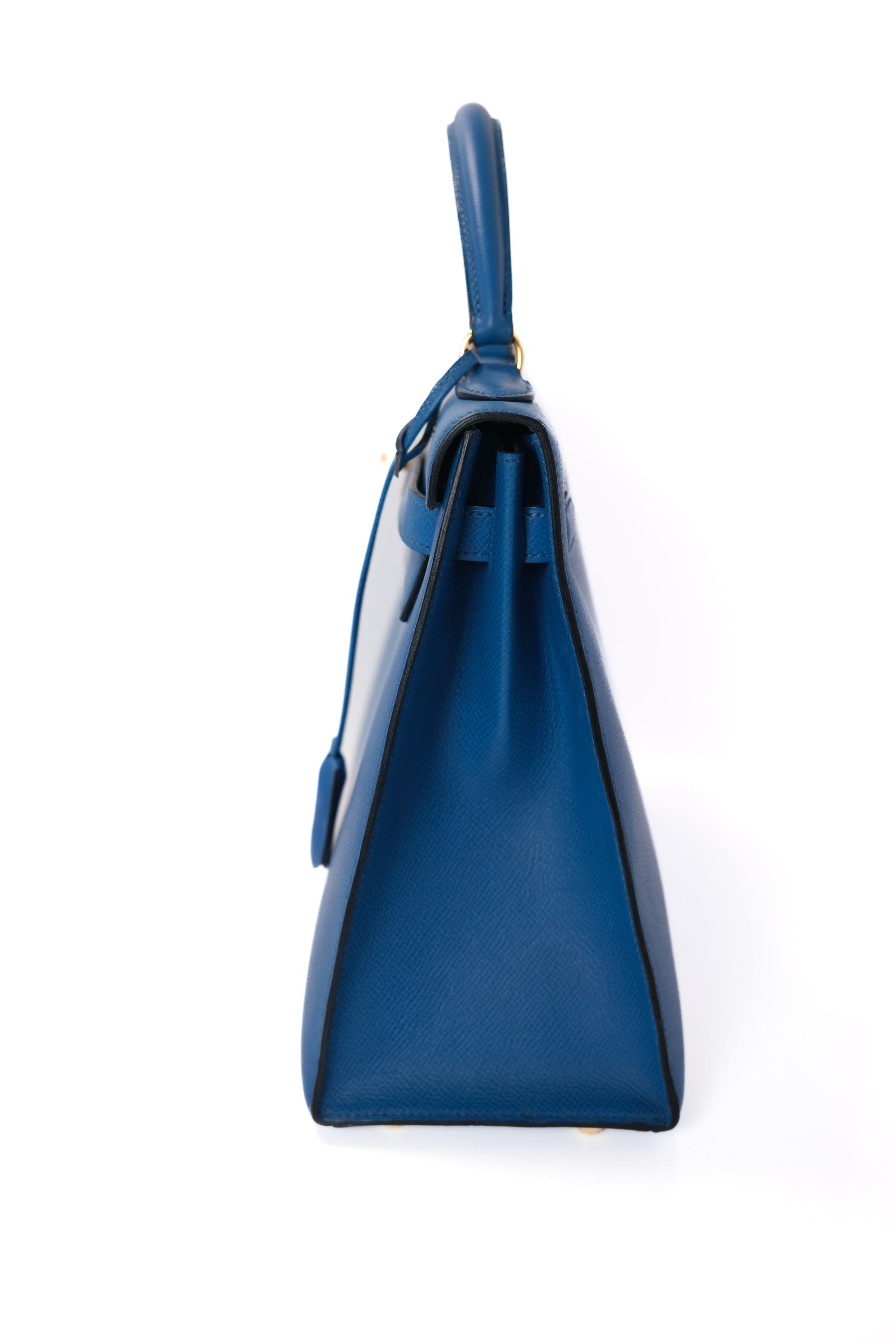 Kelly 32 Bleu France Gold Hardware Epsom