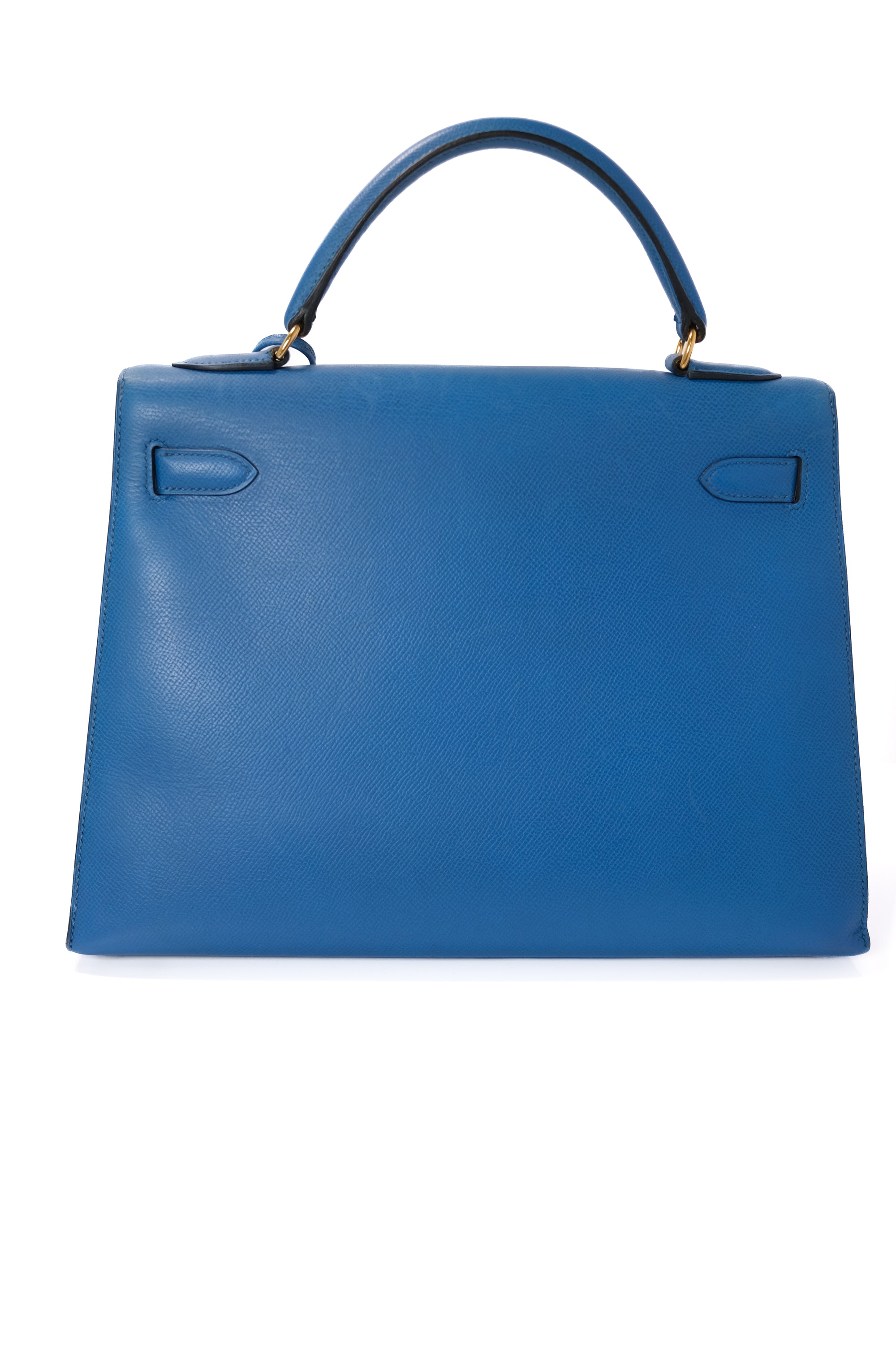 Kelly 32 Bleu France Gold Hardware Epsom