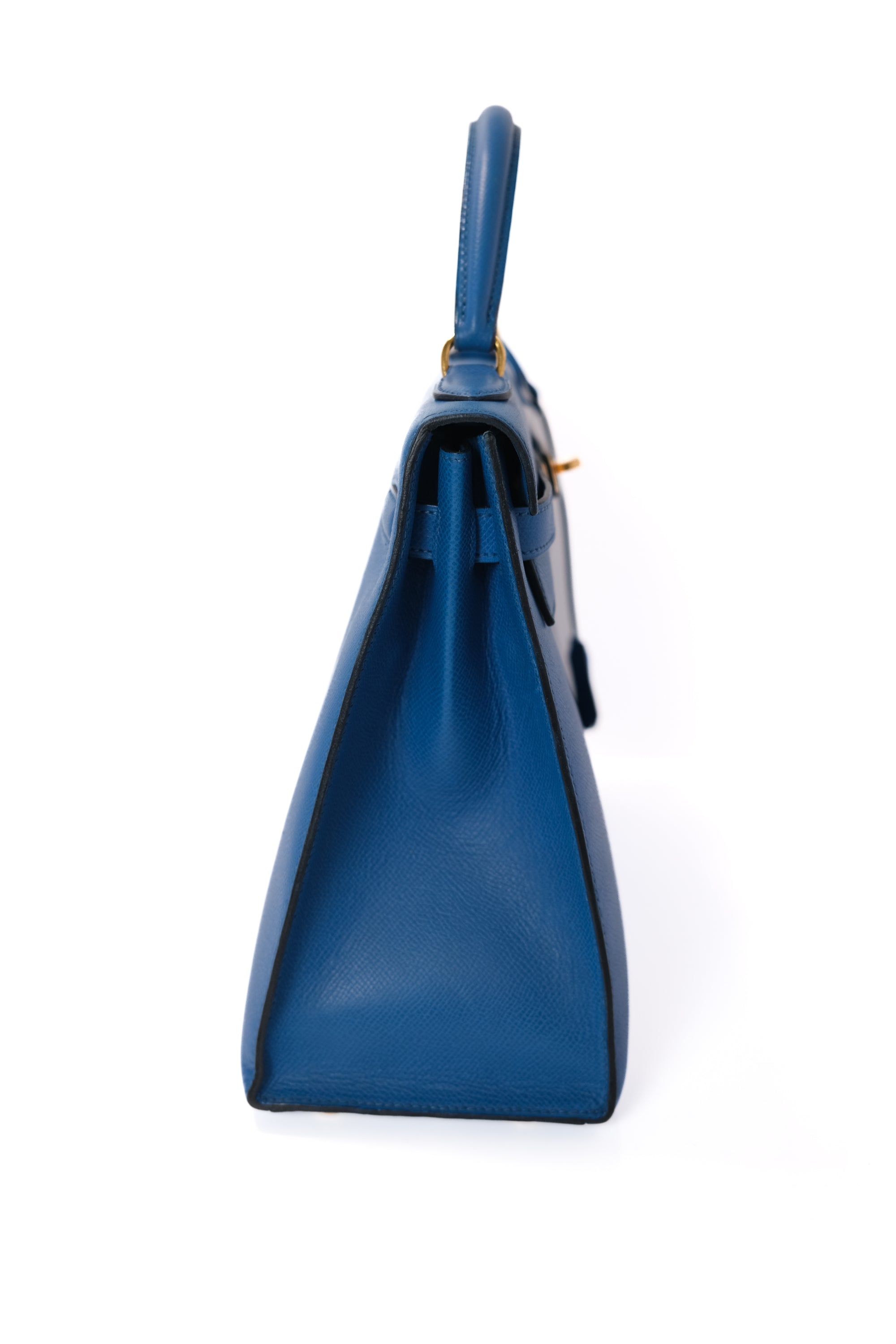 Kelly 32 Bleu France Gold Hardware Epsom