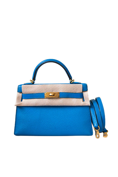 Mini Kelly 20 Bleu Frida Gold Hardware