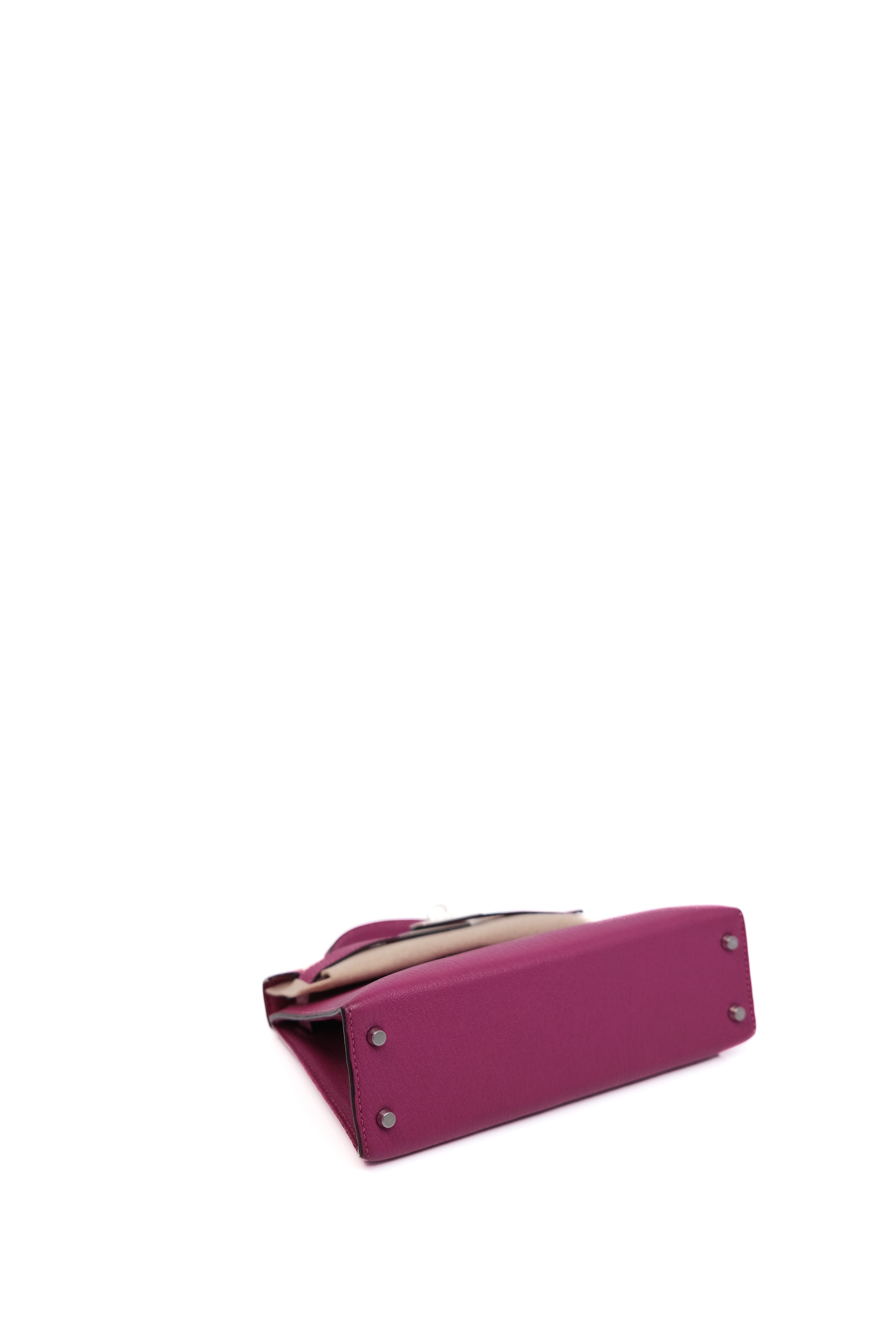 Mini Kelly 20 Rose Pourpre Palladium Hardware Chevre