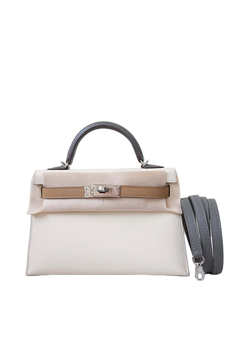 Mini Kelly Tri-Color Nata/Chai/Gris Meyer PHW
