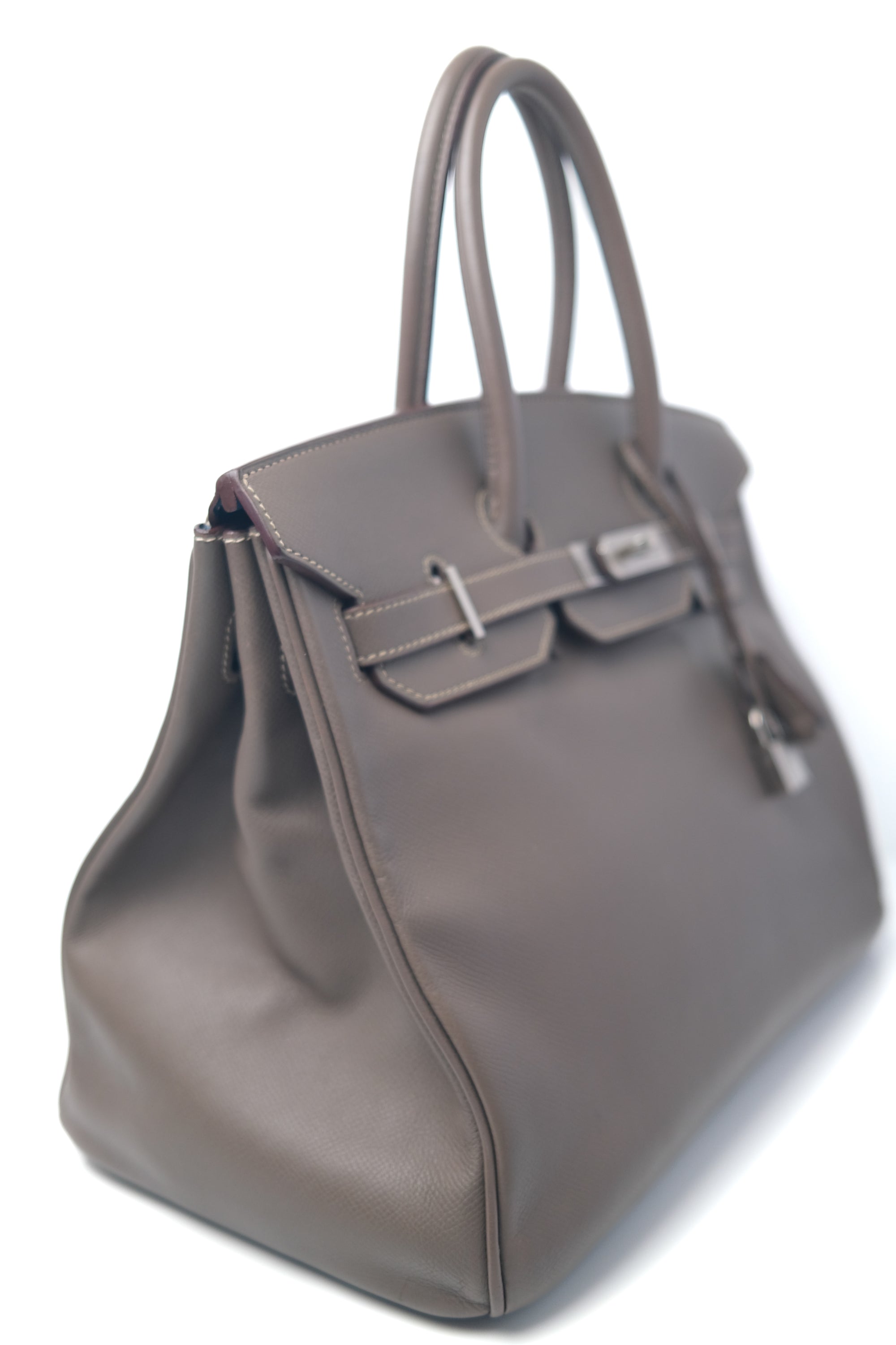 Birkin 35 Etain / Bleu Thalassa interior Palladium Hardware Epsom (Candy Collection) □O