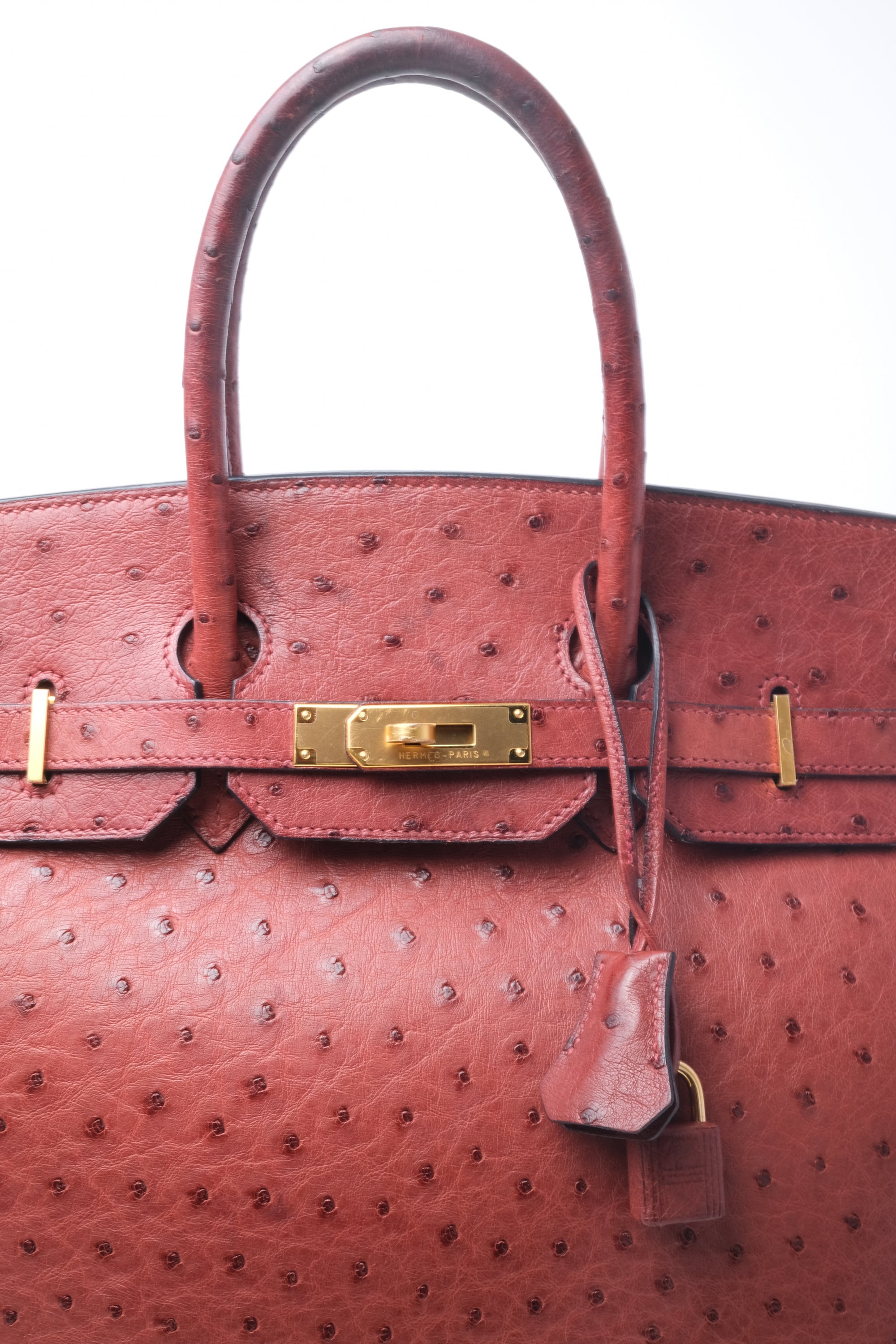 Birkin 35 Ostrich Rouge H Gold Hardware