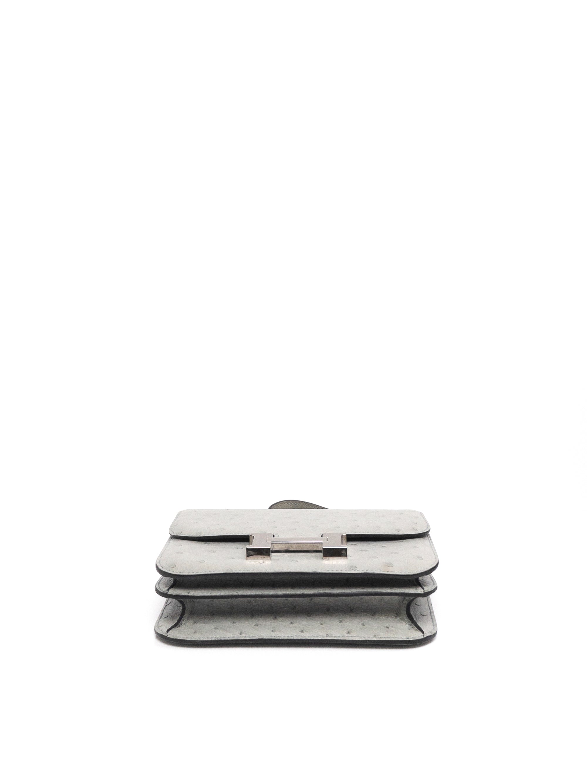 Constance 18 Bleu Glacier Ostrich Paladium Hardware Y