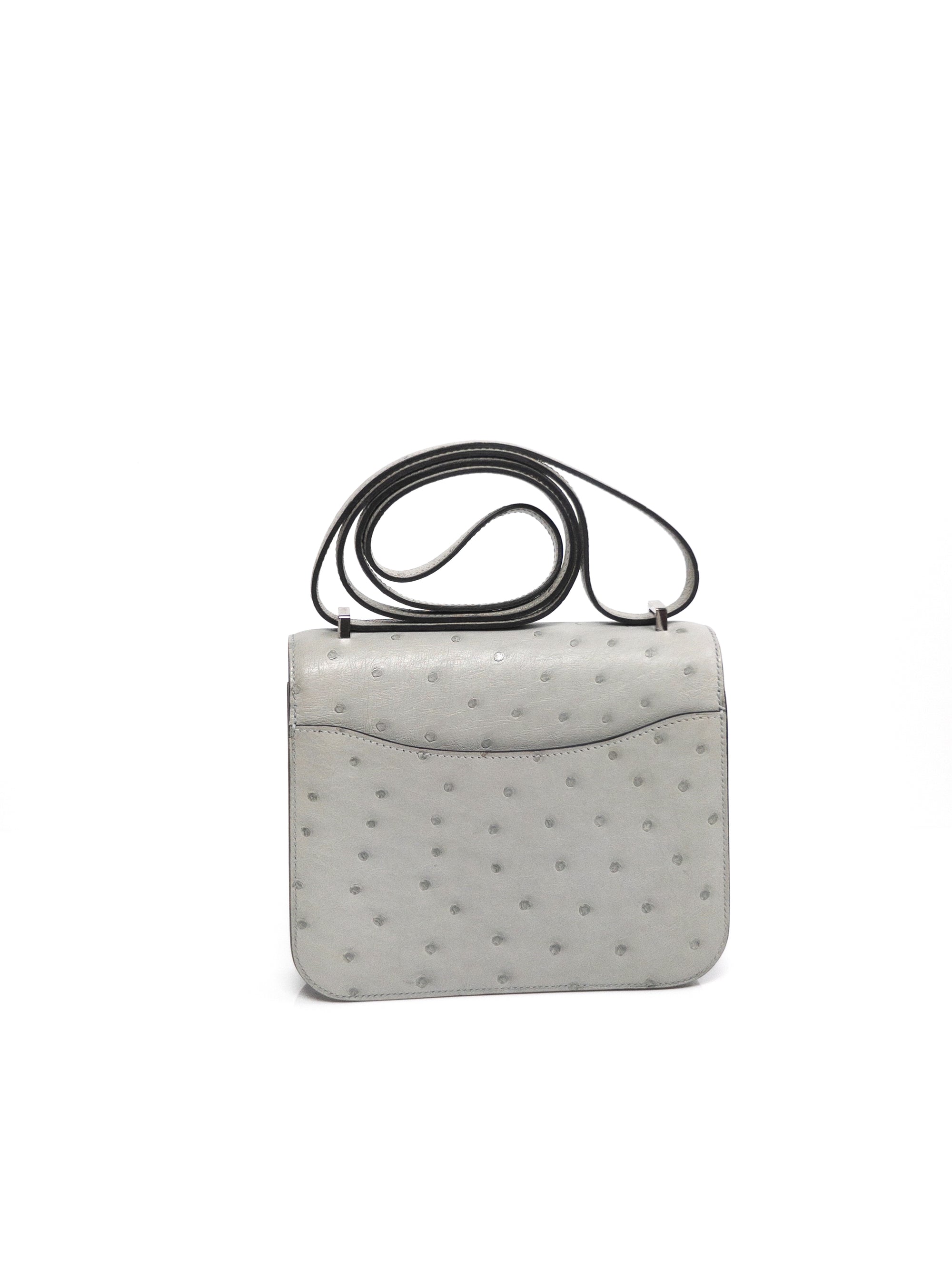 Constance 18 Bleu Glacier Ostrich Paladium Hardware Y