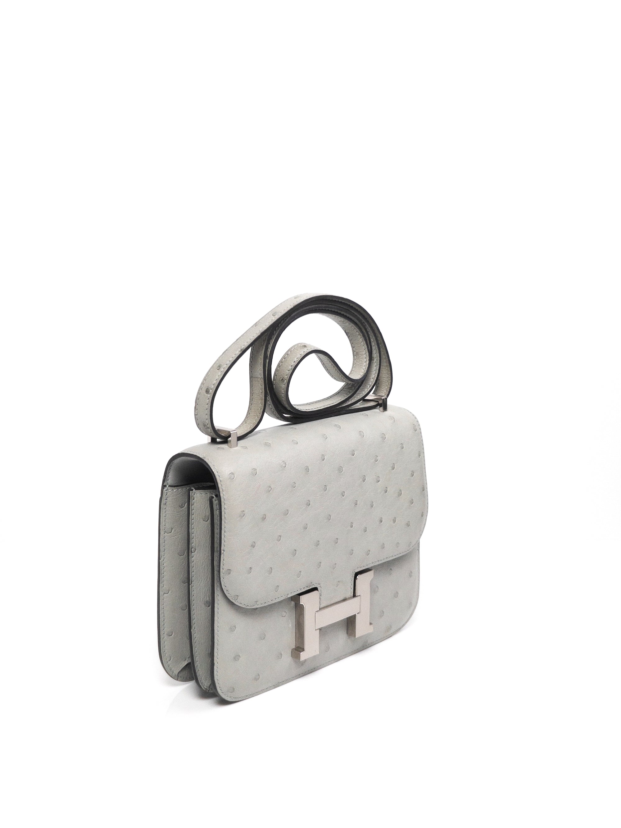 Constance 18 Bleu Glacier Ostrich Paladium Hardware Y
