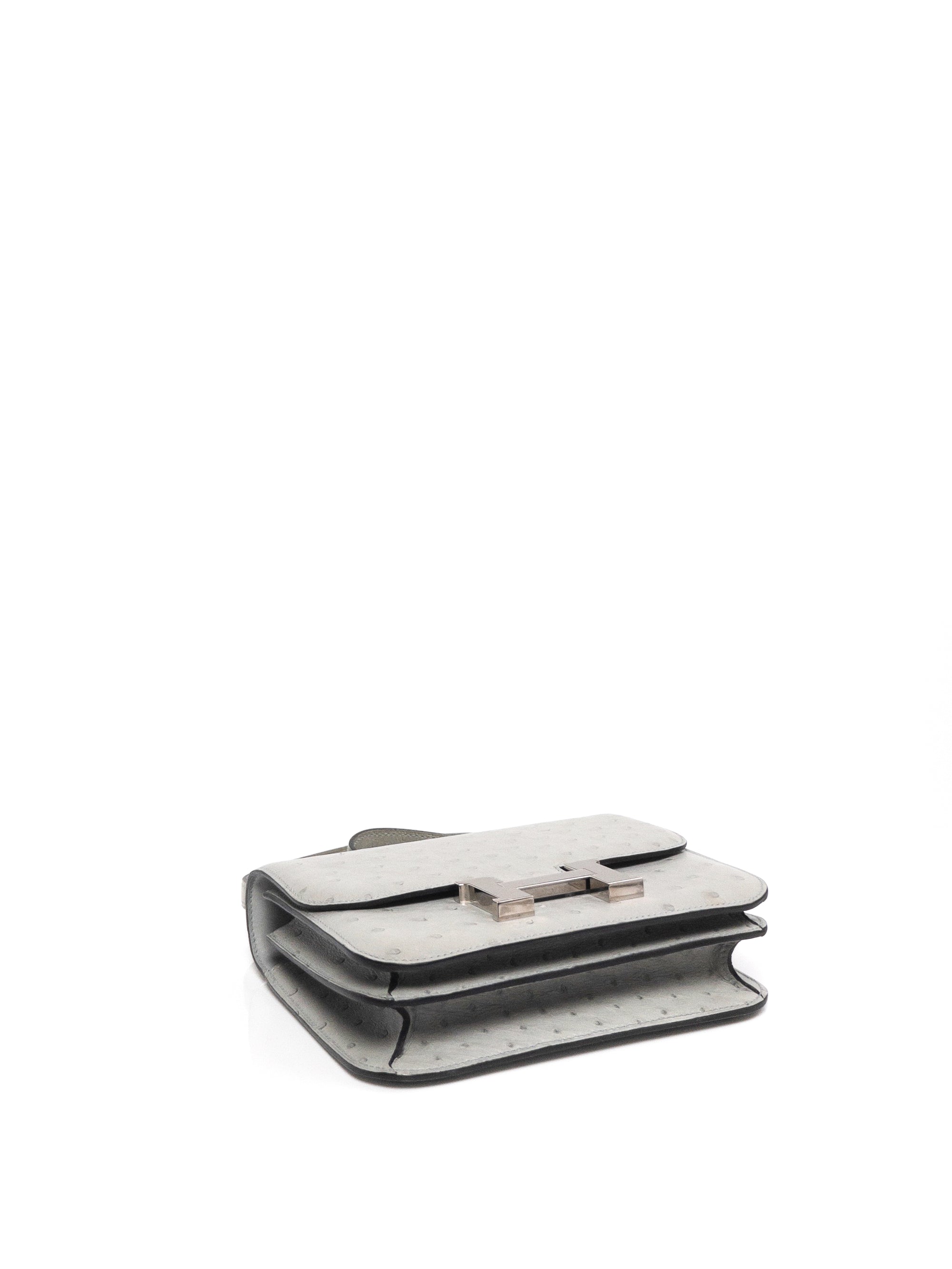 Constance 18 Bleu Glacier Ostrich Paladium Hardware Y