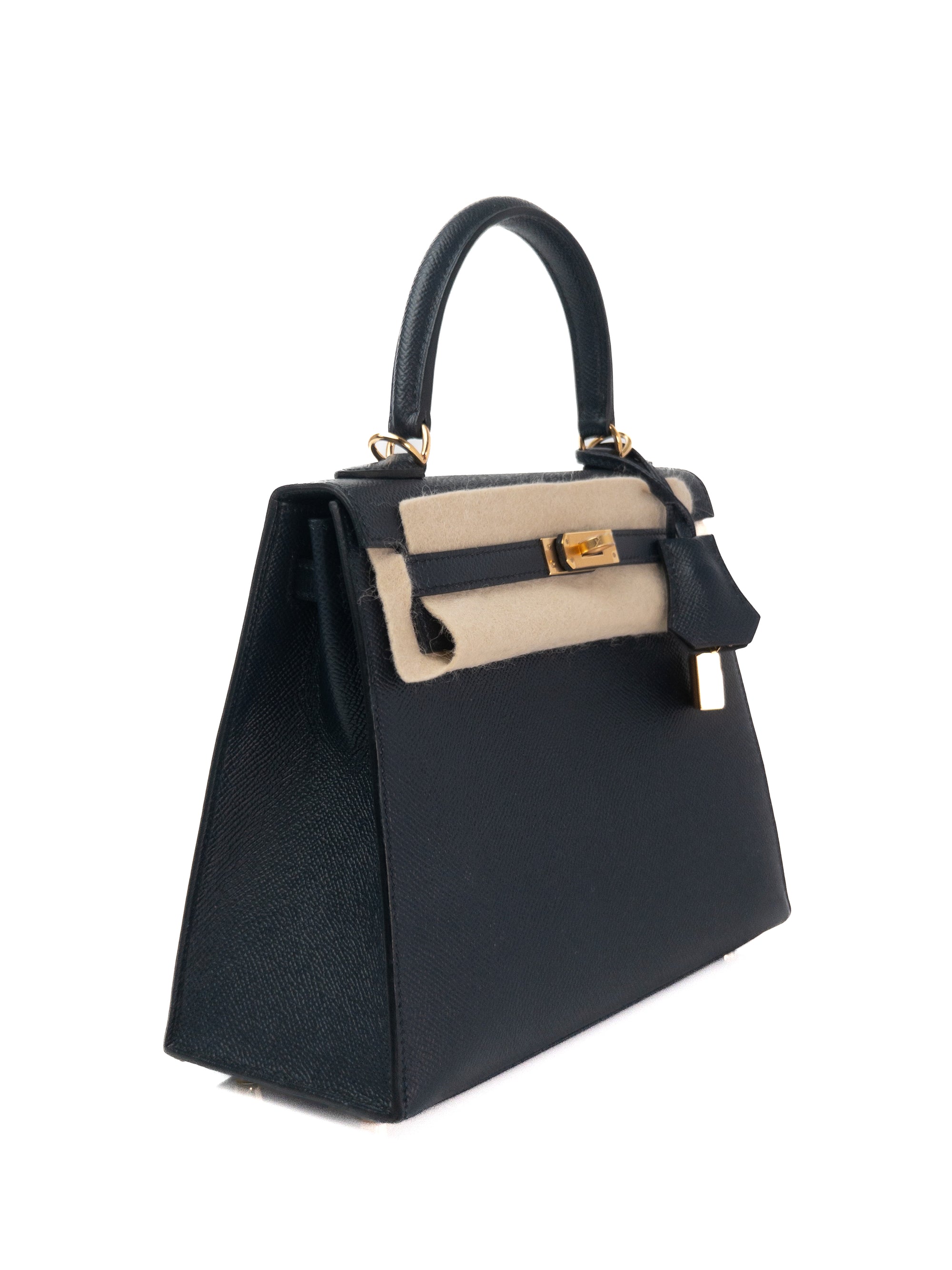 Kelly 25 Indigo (can pass as Black) Gold Hardware Epsom Z