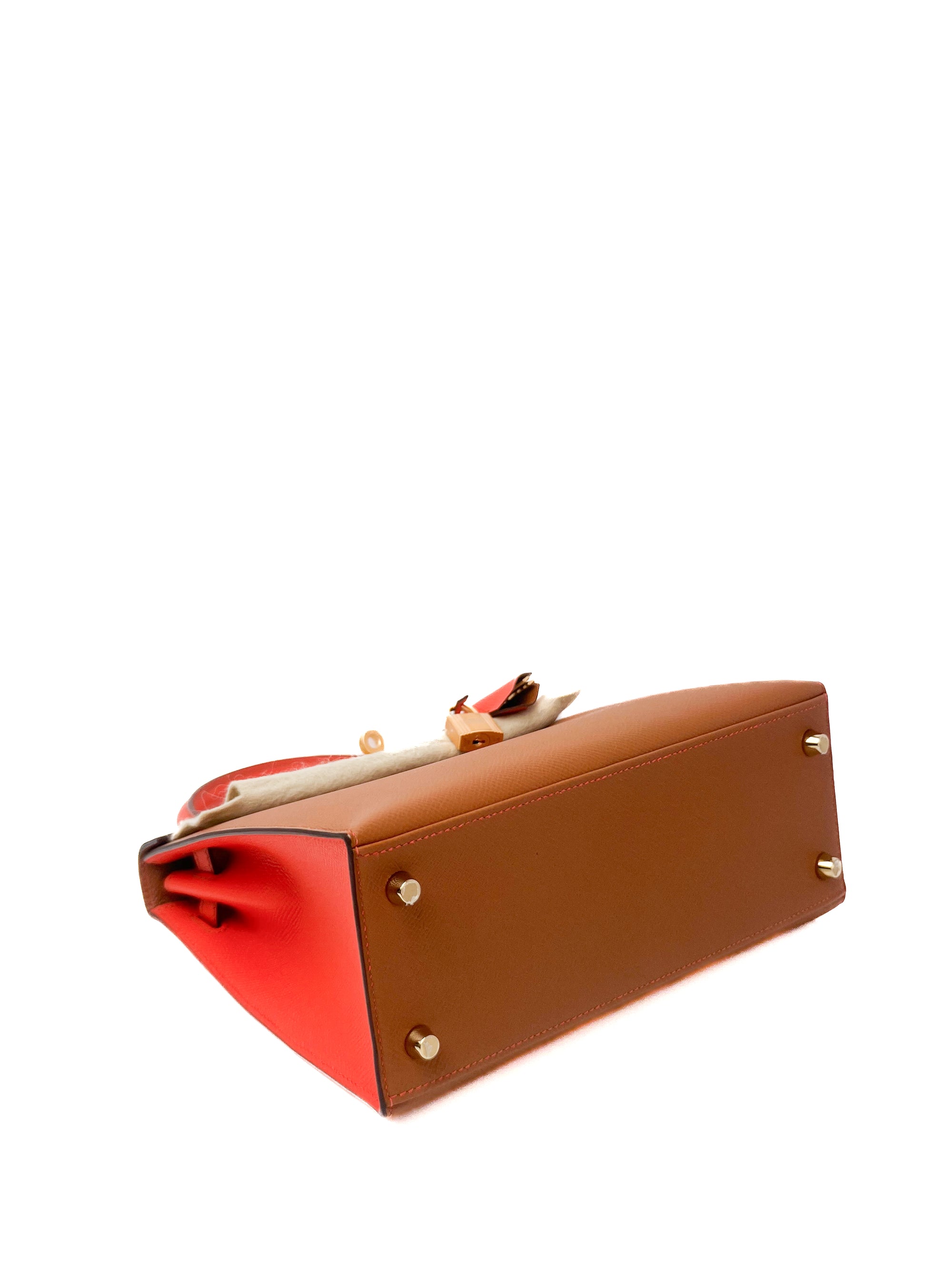 Kelly 25 HSS Gold / Orange Brushed Gold Hardware Epsom D