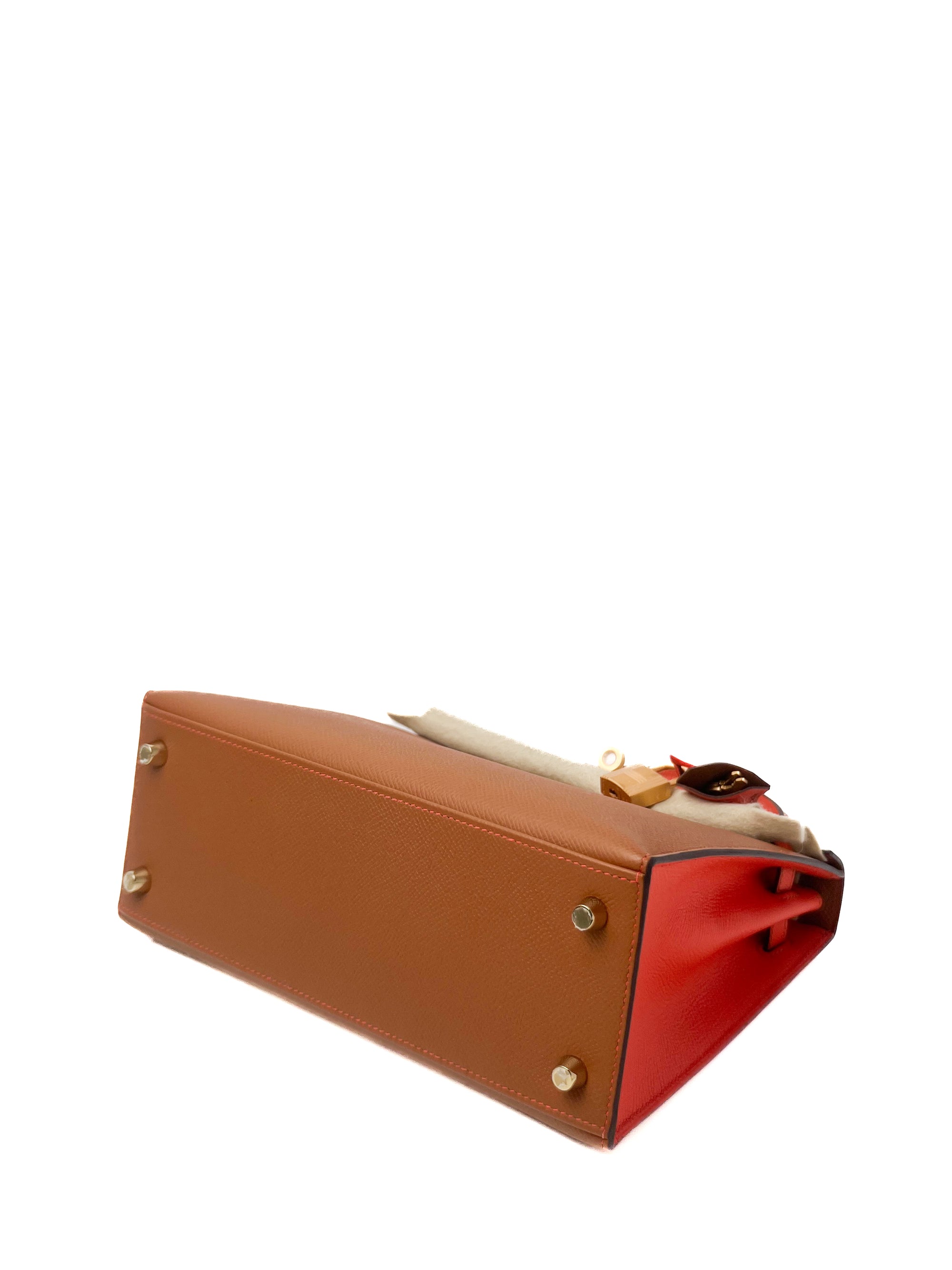 Kelly 25 HSS Gold / Orange Brushed Gold Hardware Epsom D