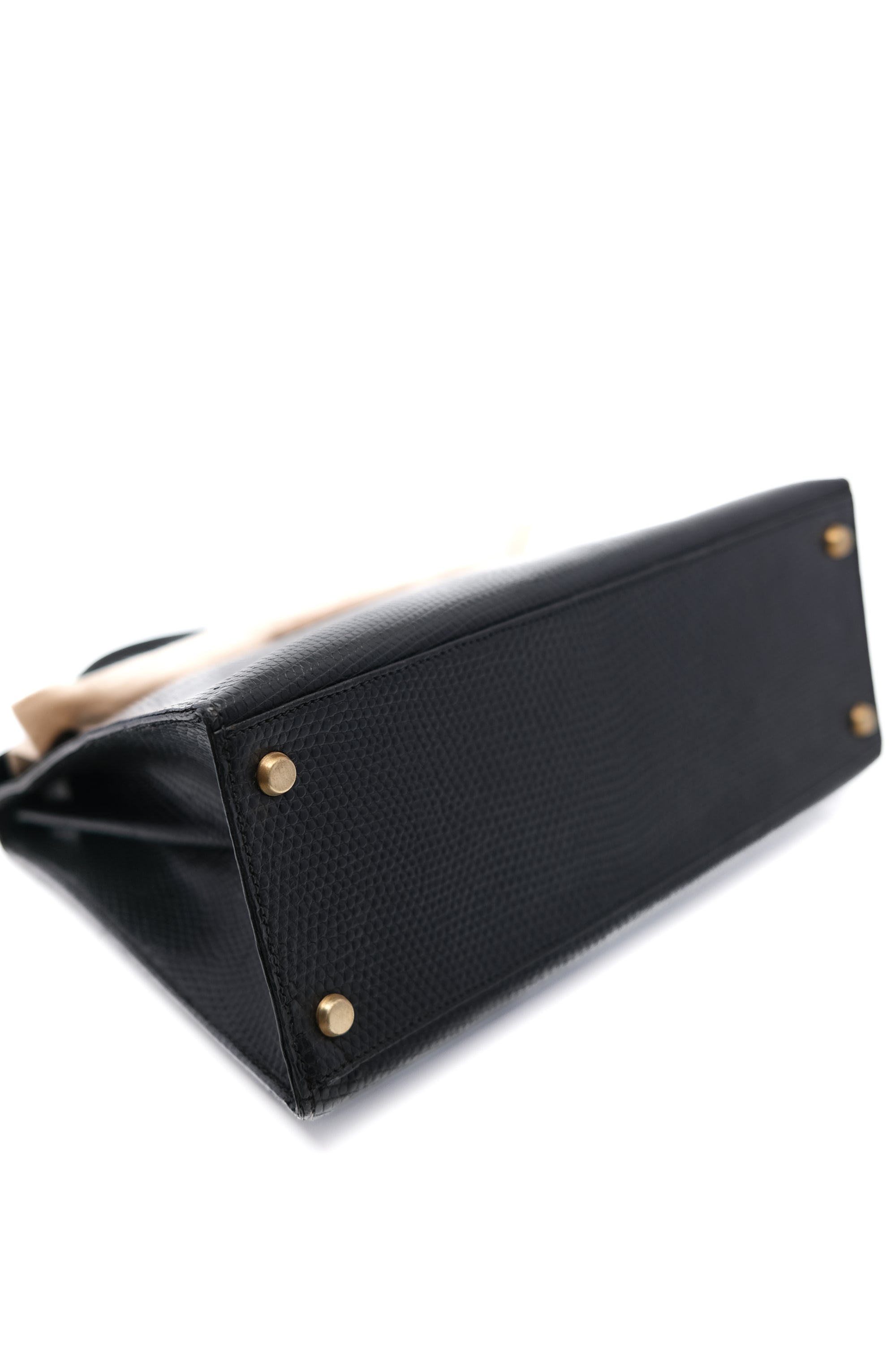 Kelly 28 Lizard Noir Gold Hardware