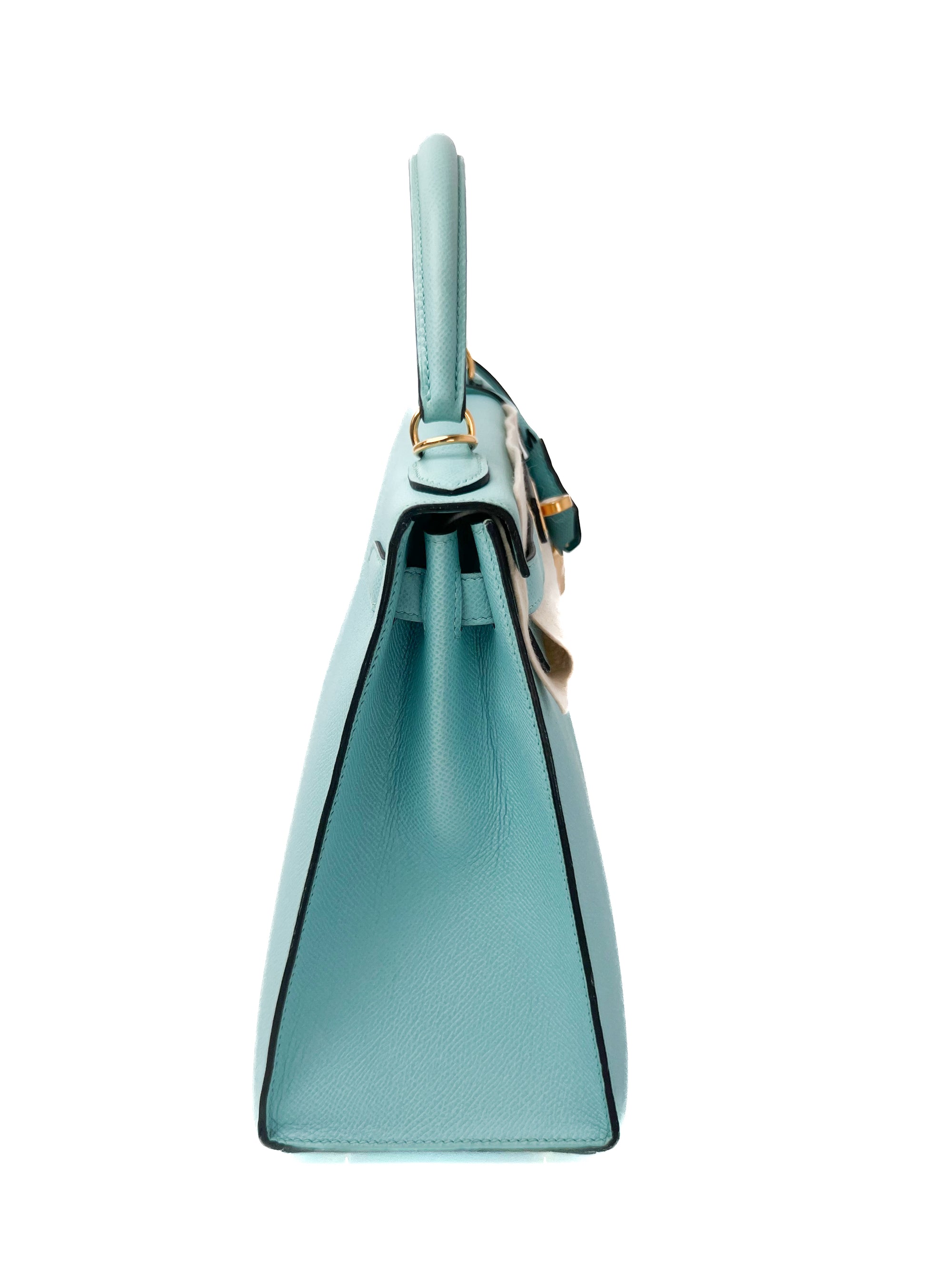 Kelly 28 Bleu Atoll (Tiffany Blue) Gold Hardware Epsom T