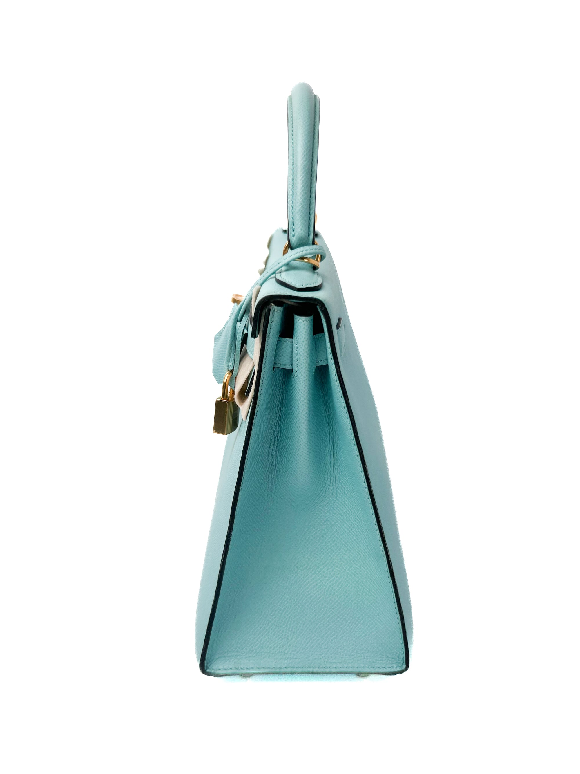 Kelly 28 Bleu Atoll (Tiffany Blue) Gold Hardware Epsom T