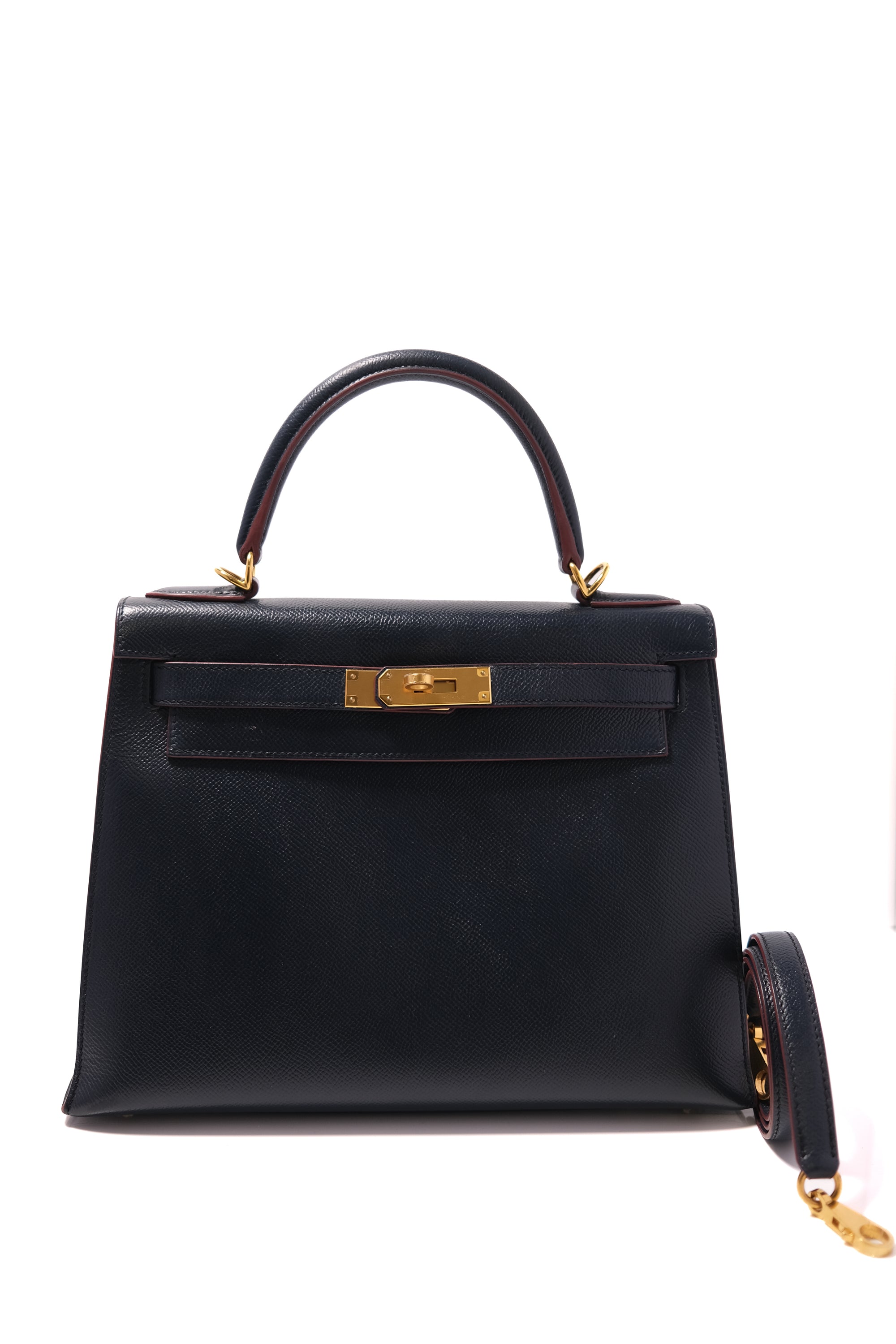 Kelly 28 Bleu Indigo Gold Hardware Epsom