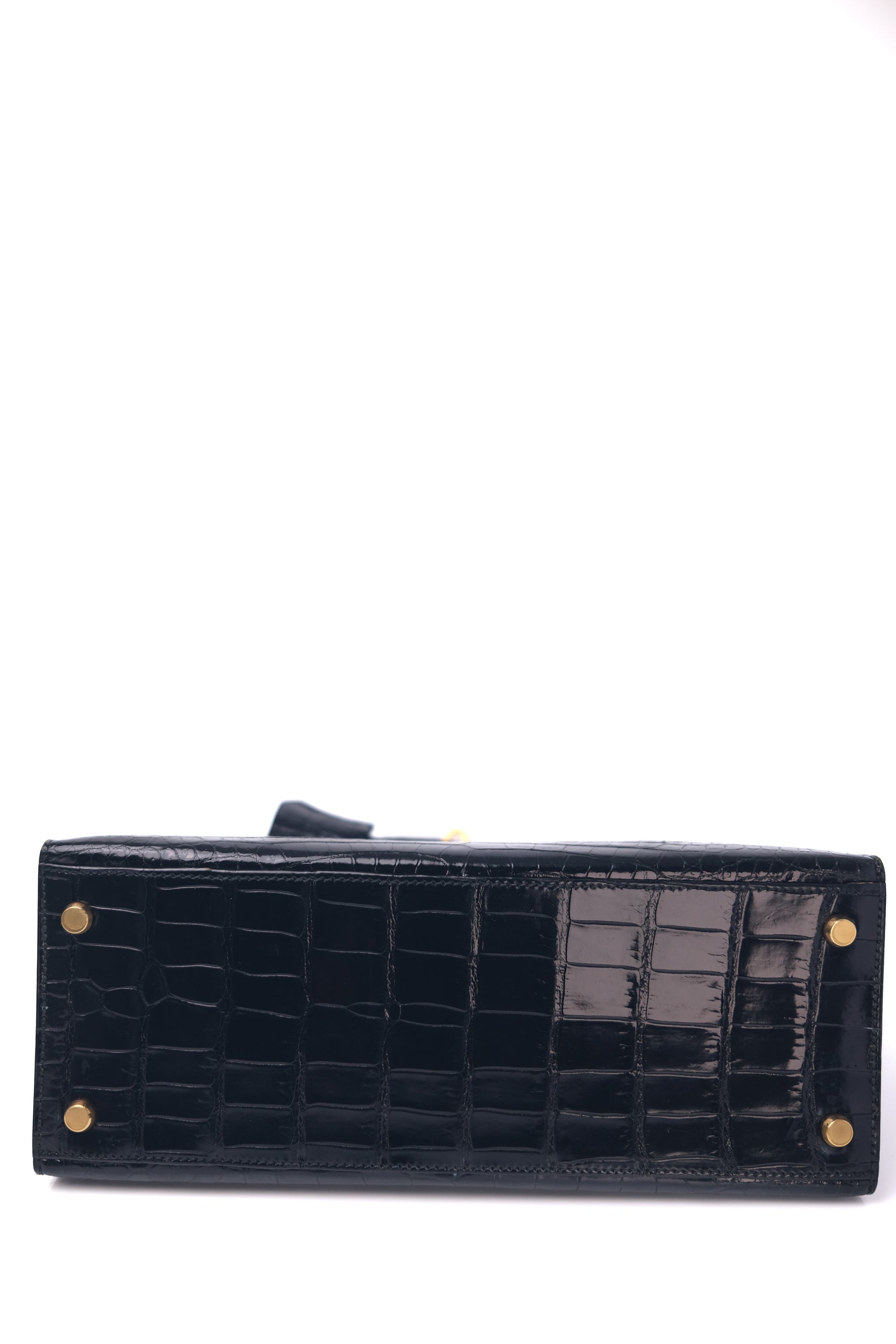 Kelly 28 Croco Noir Gold Hardware 〇L