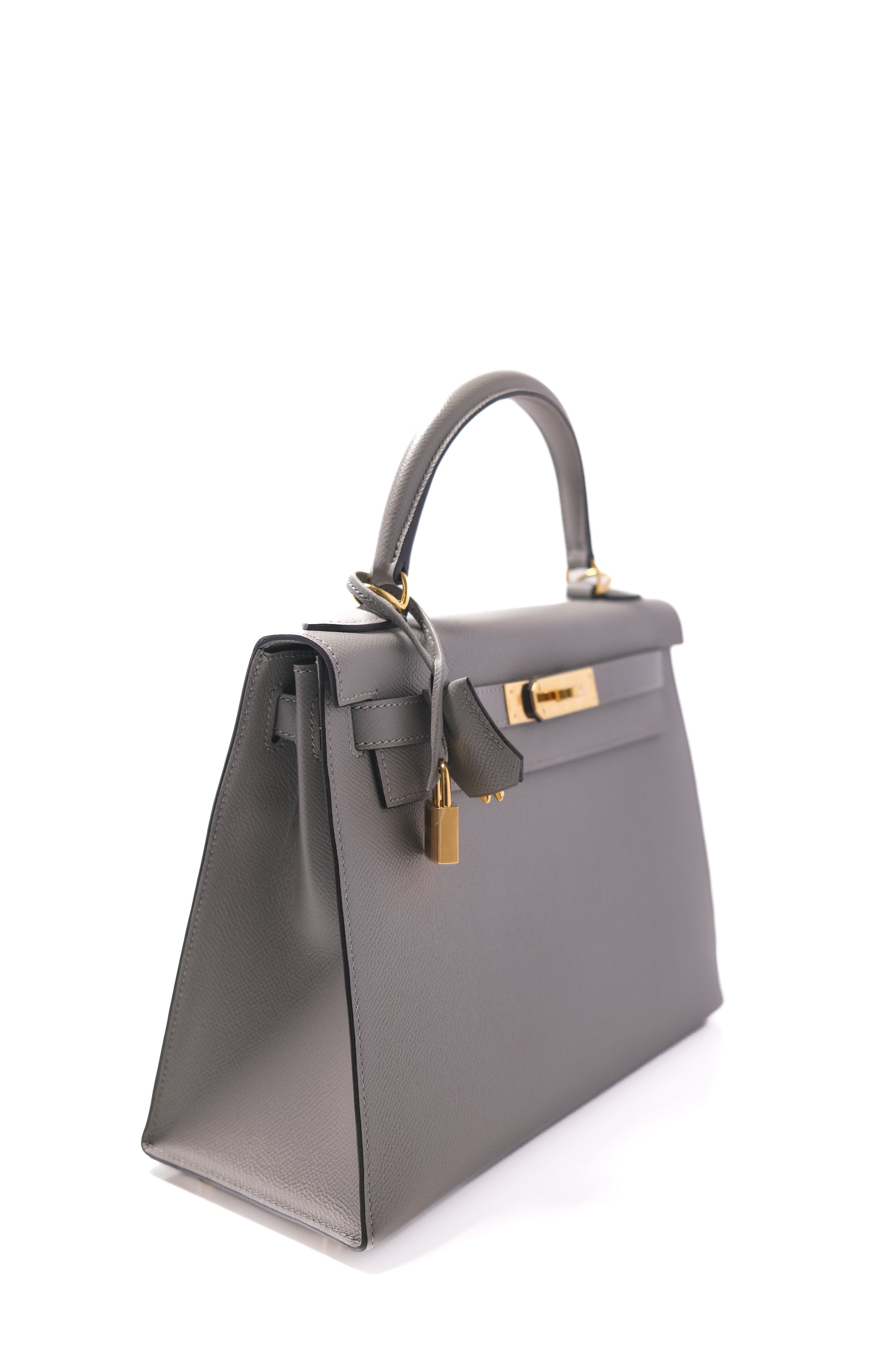 Kelly 28 Gris M Gold Hardware Epsom