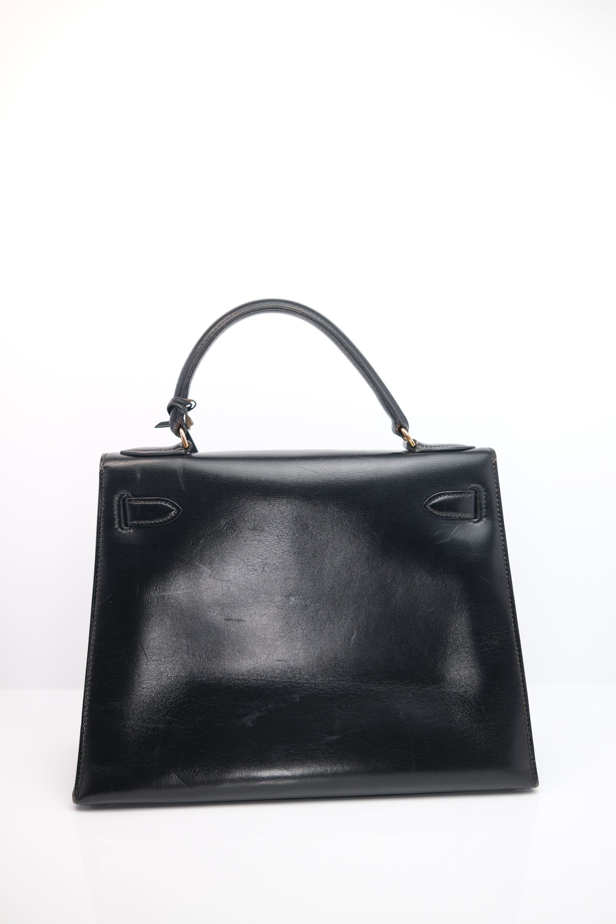 Kelly 28 Noir Gold Hardware Box Leather