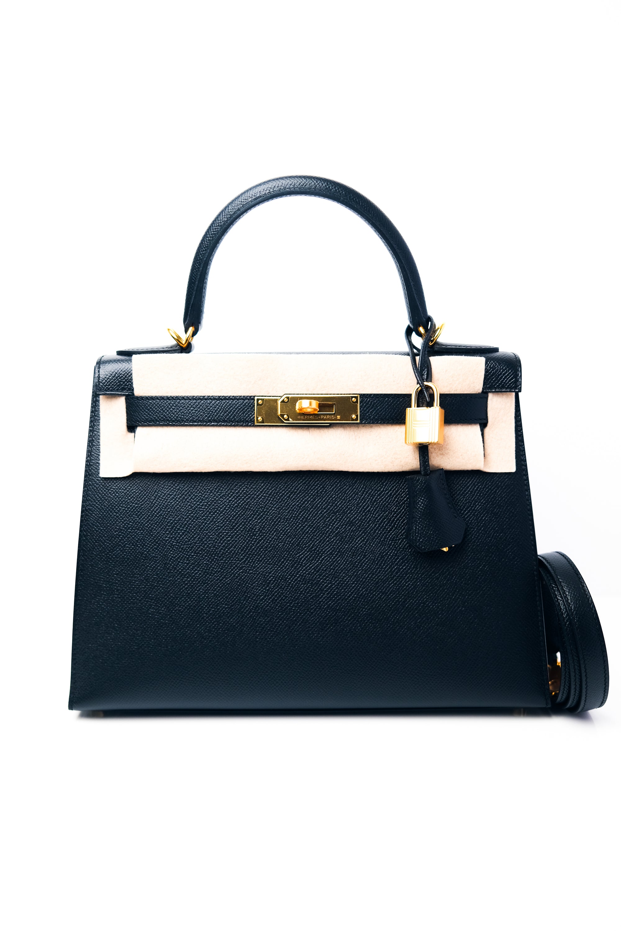 Kelly 28 Noir Gold Hardware Epsom D