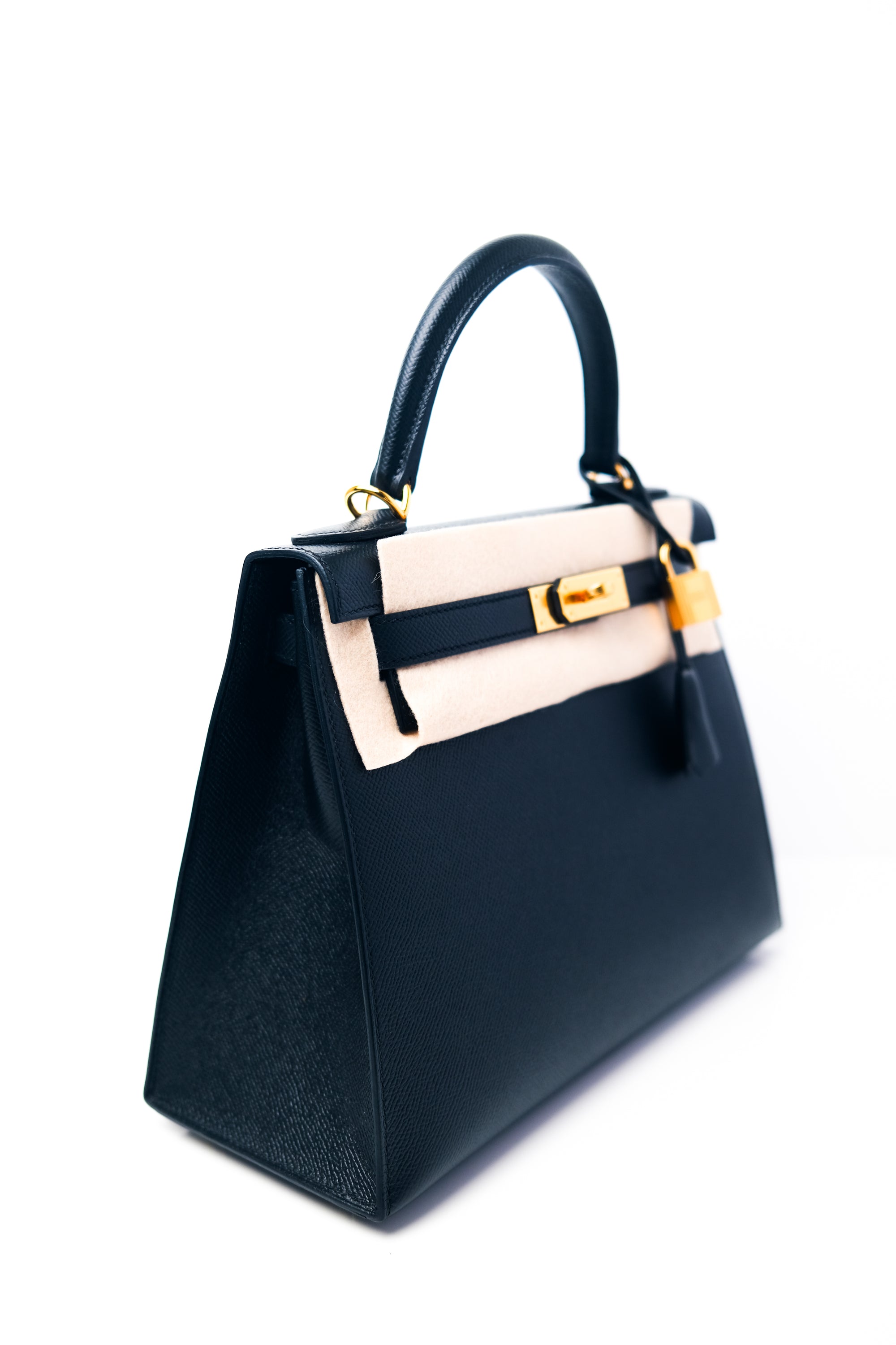 Kelly 28 Noir Gold Hardware Epsom D