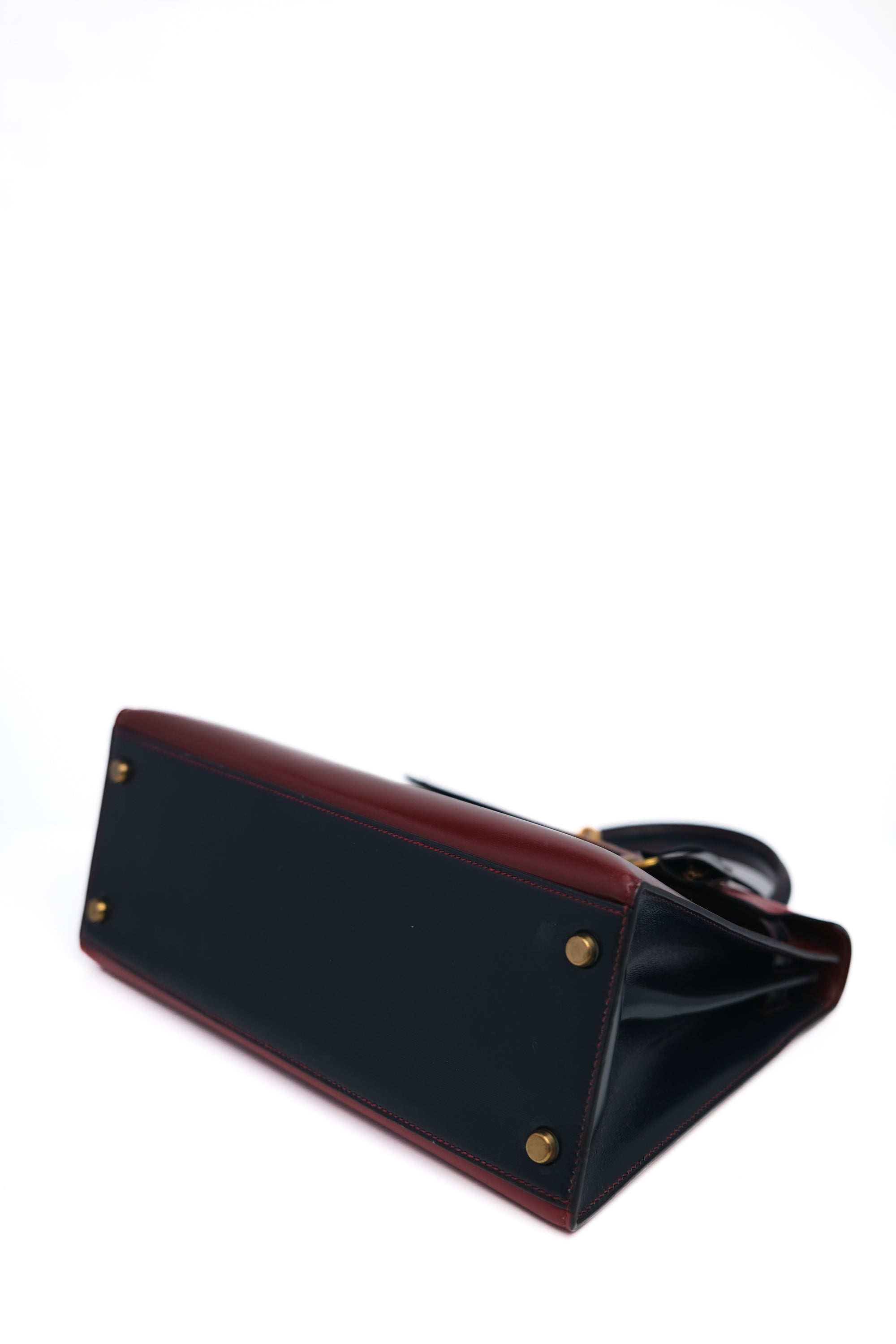 Kelly 28 Tricolor Navy / Rouge H / Rouge Vit Gold Hardware Box