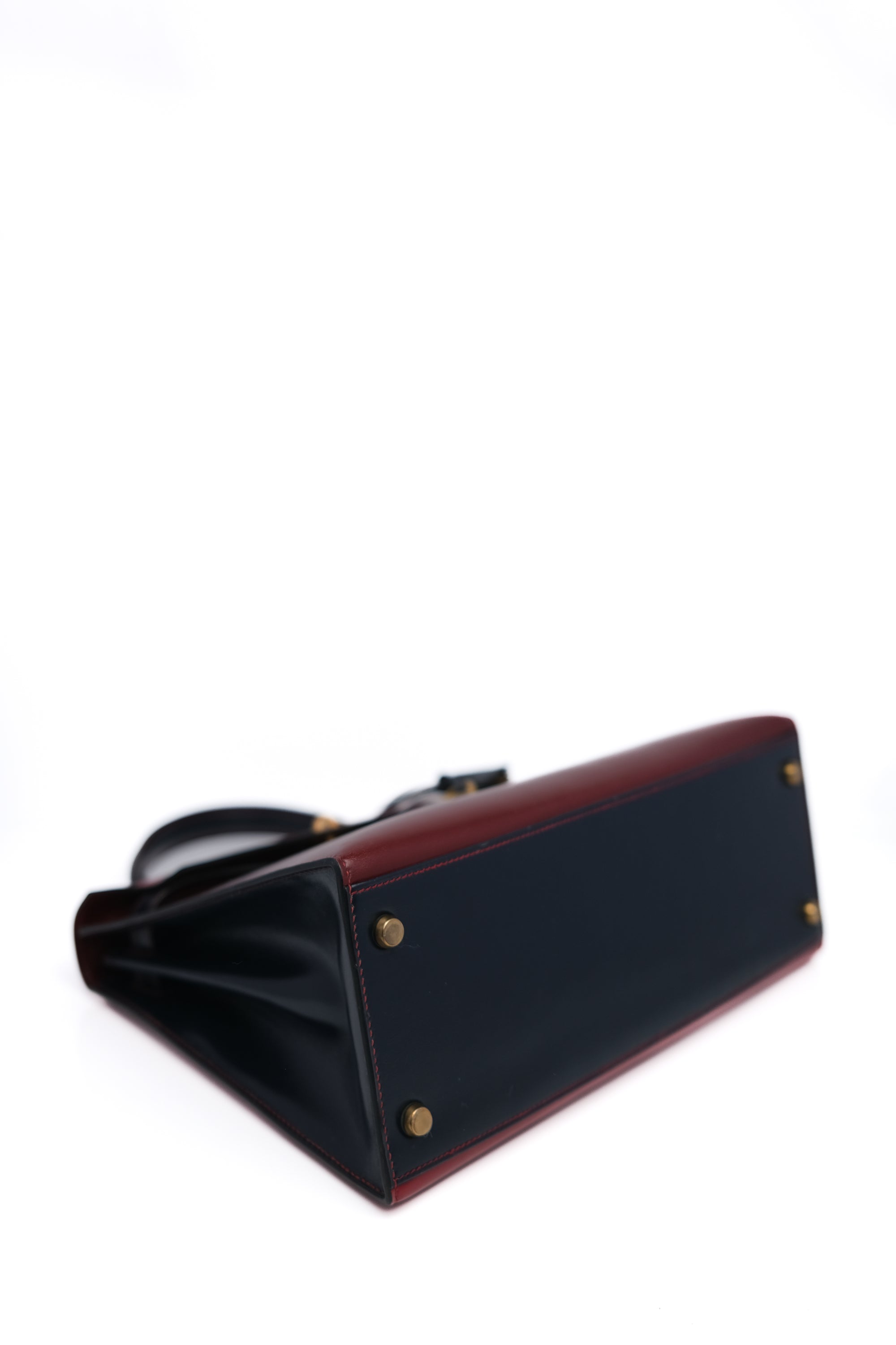 Kelly 28 Tricolor Navy / Rouge H / Rouge Vit Gold Hardware Box