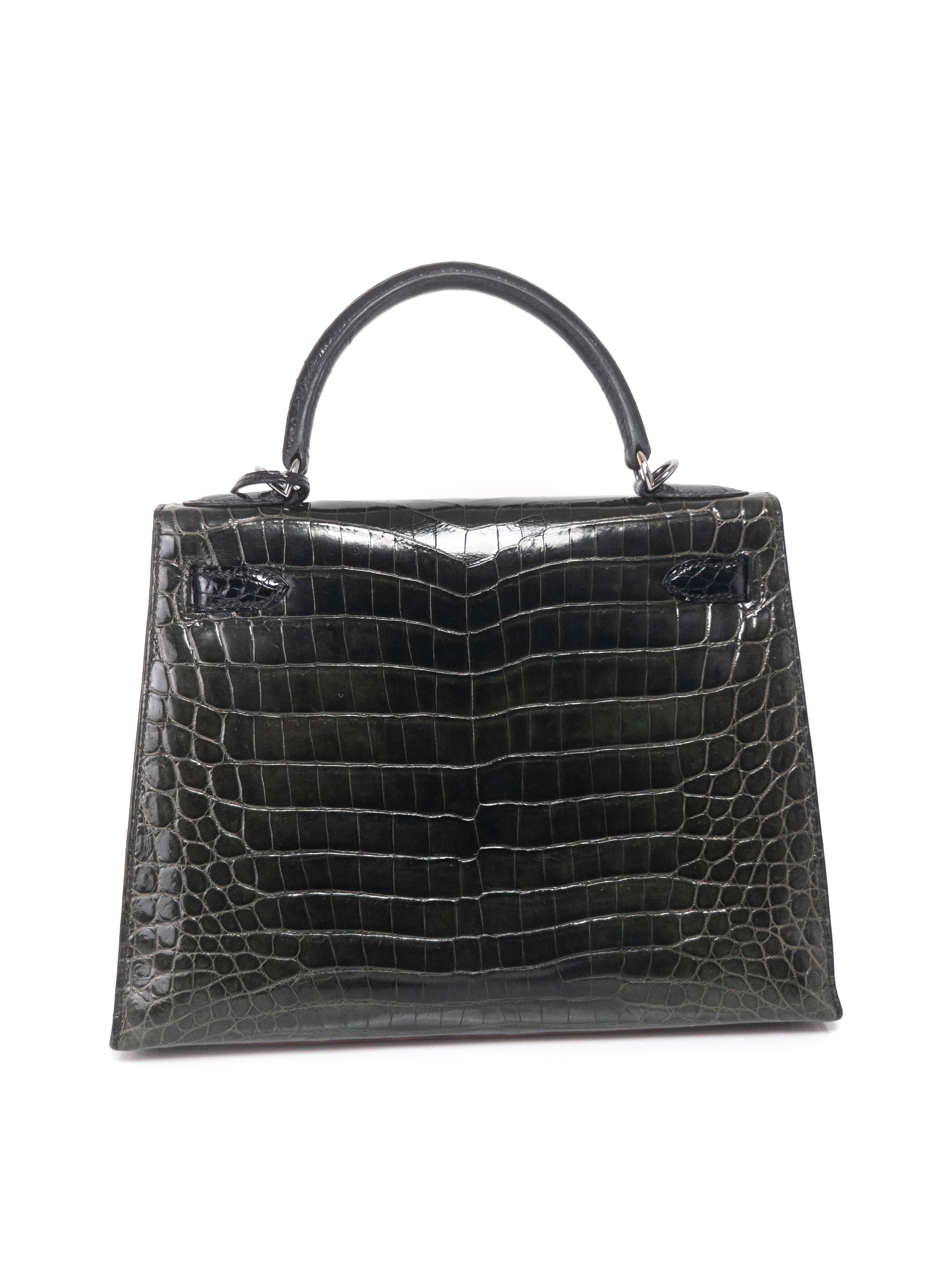 Kelly 28 Croco Rouge H / Vert / Noir with Ruthenium Hardware □M