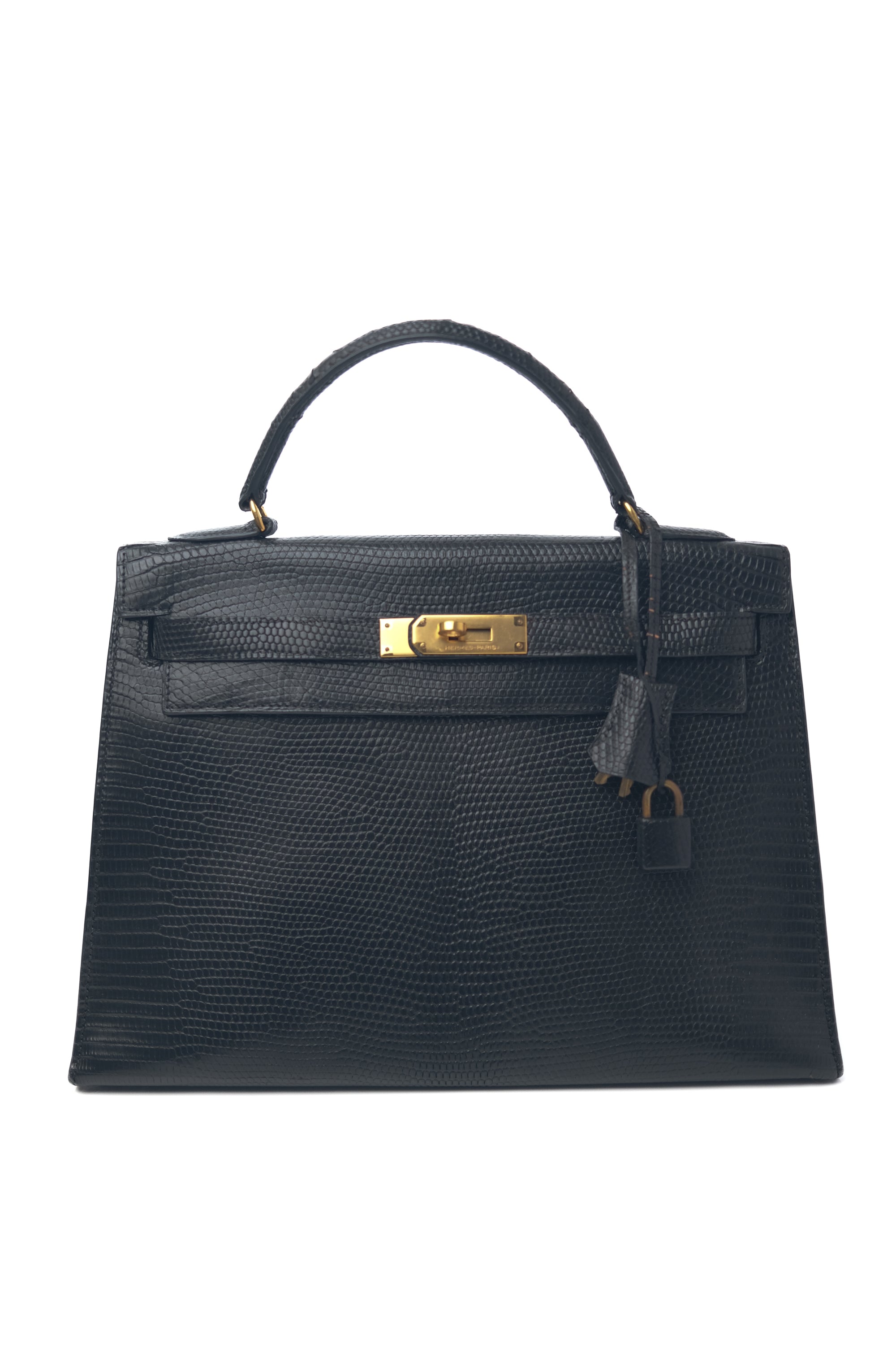 Kelly 32 Lizard Noir Gold Hardware 〇R
