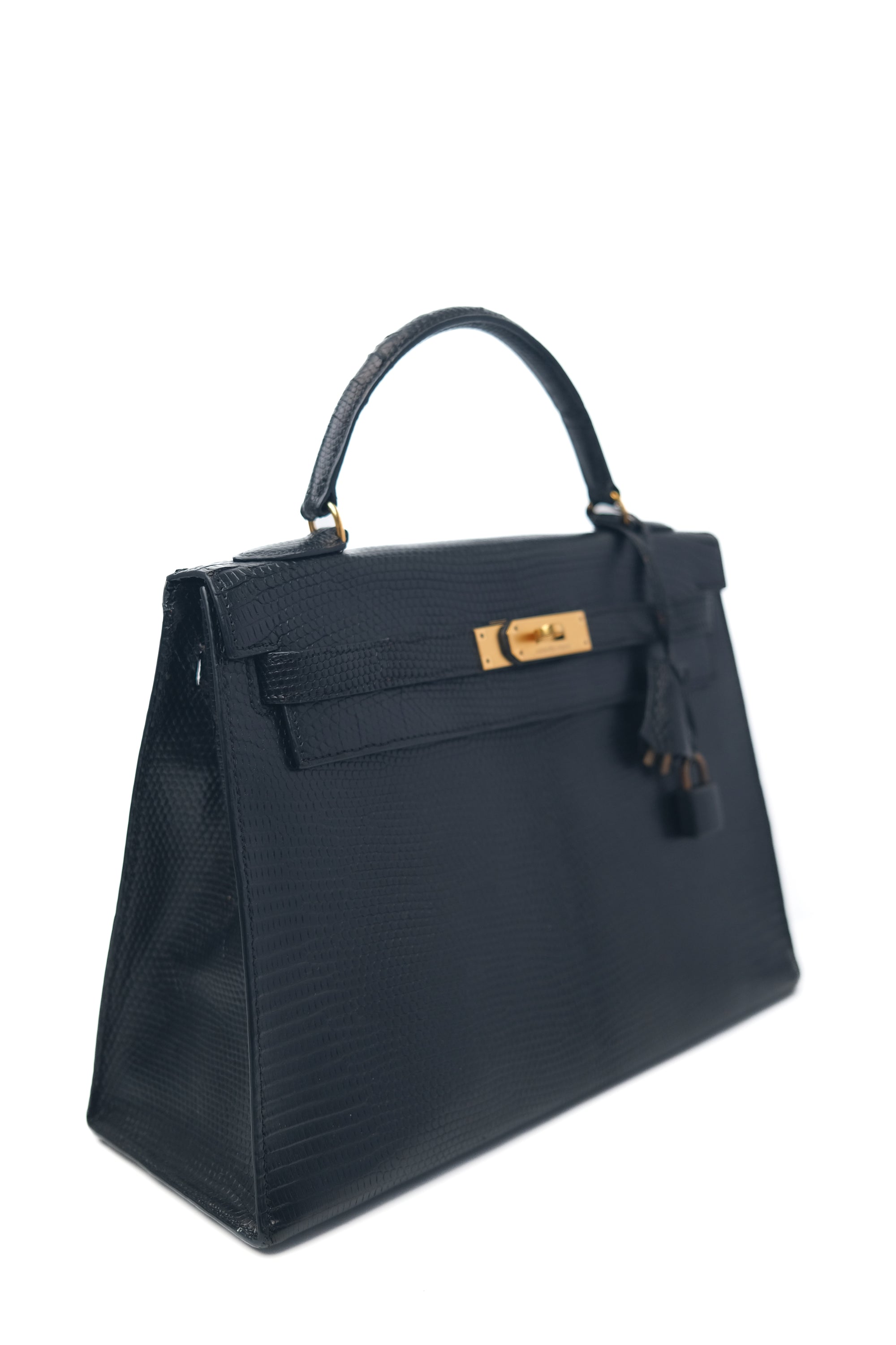 Kelly 32 Lizard Noir Gold Hardware 〇R