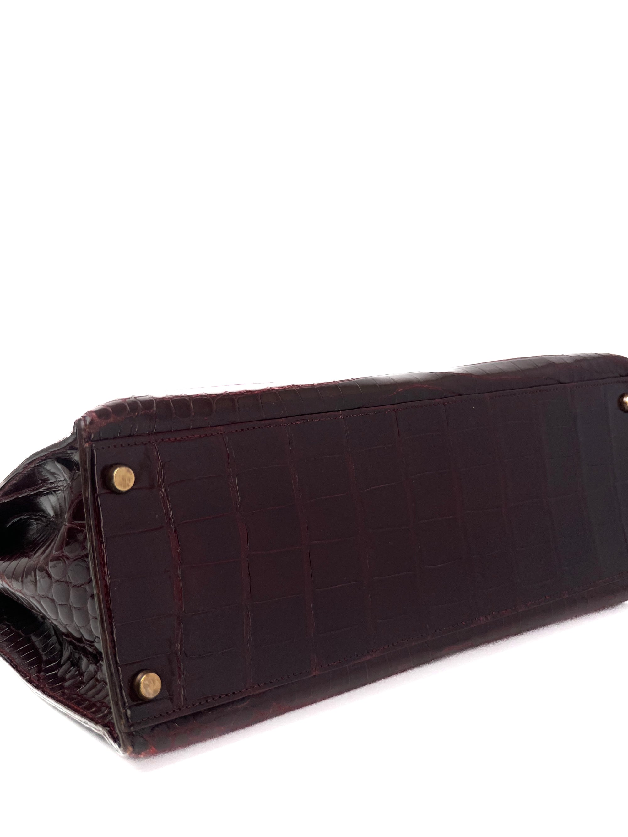 Kelly 35 Porosus Croco Bordeaux Gold Hardware