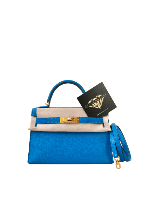 Mini Kelly 20 Bleu Frida Gold Hardware Chevre X