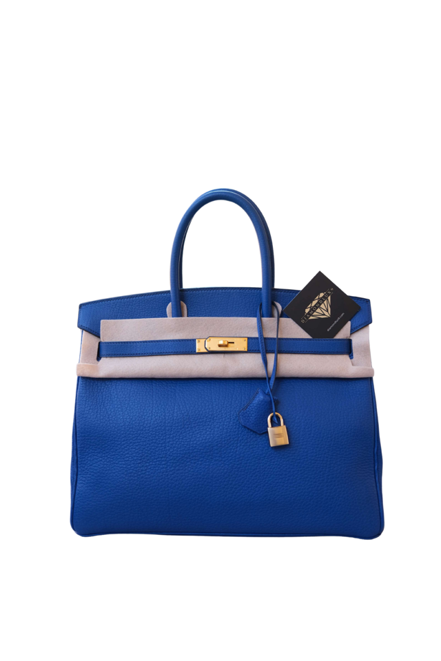 Birkin 35 Bleu France Gold Hardware Fjord □A