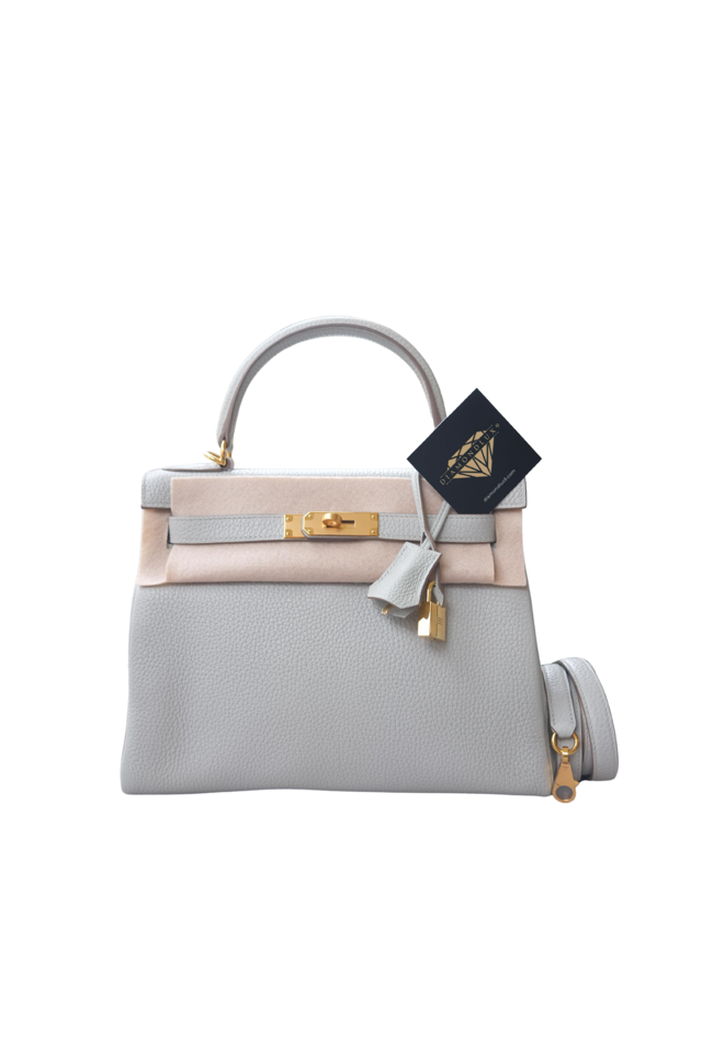 Kelly 28 Gris Perle Gold Hardware Togo D