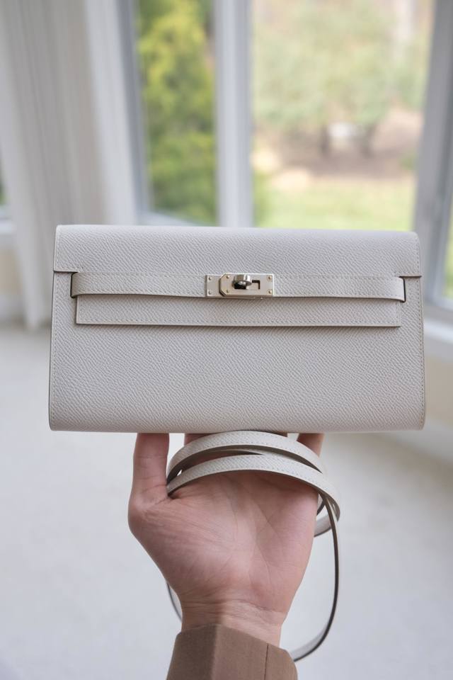Kelly To Go Gris Pale Palladium Hardware Epsom B