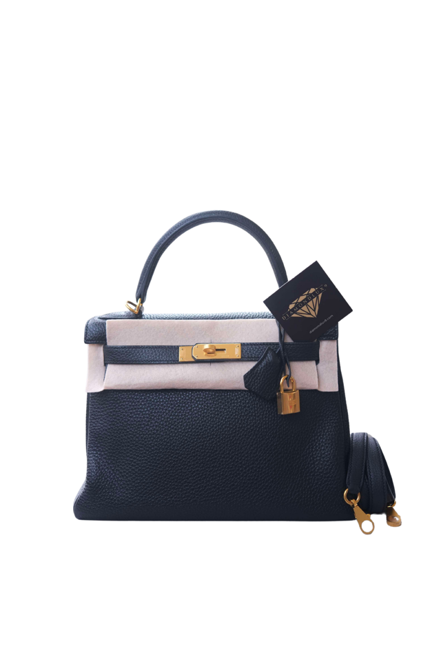 Kelly 28 Noir Gold Hardware Togo □Q