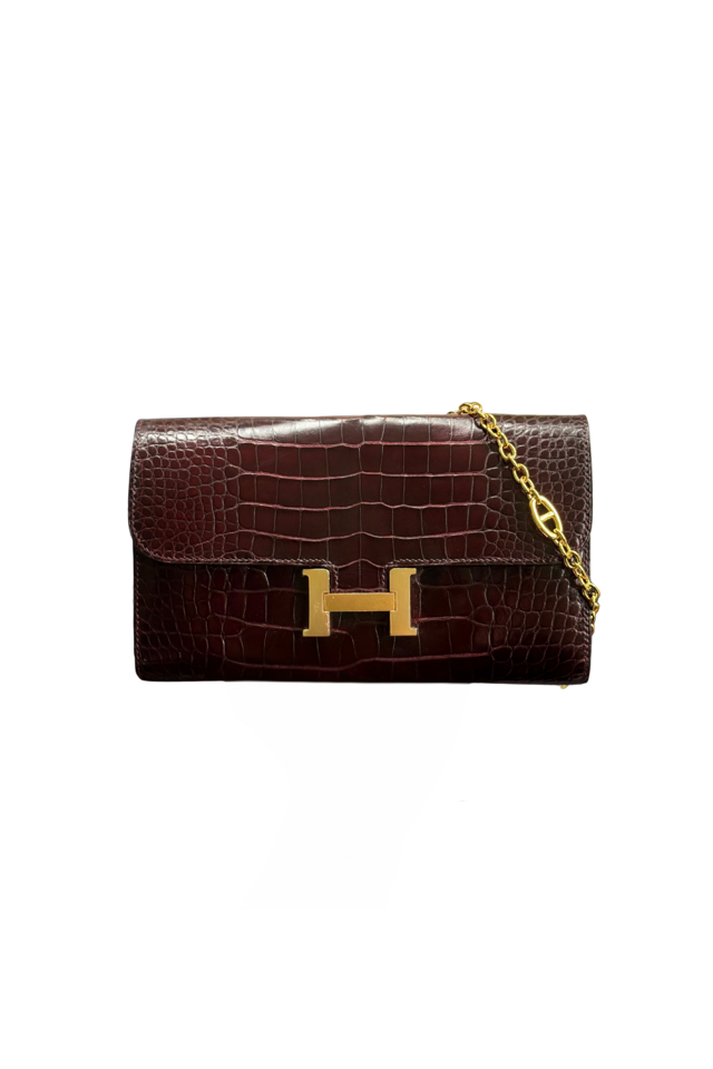 Constance Wallet Alligator Bordeaux Gold Hardware T