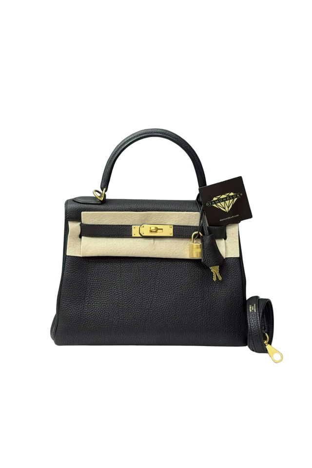 Kelly 28 Noir Gold Hardware Togo Y
