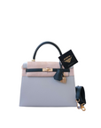 Kelly 25 Special Order Gris Perle / Vert Fonce Permabrass Hardware (Champagne) Chevre Z