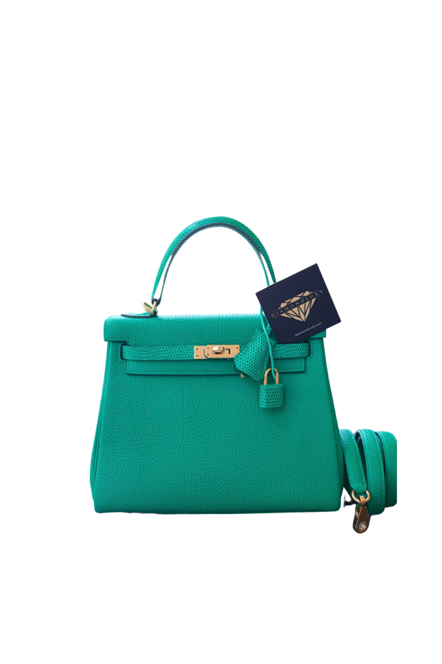 Kelly 25 Touch Lizard Menthe Gold Hardware Z